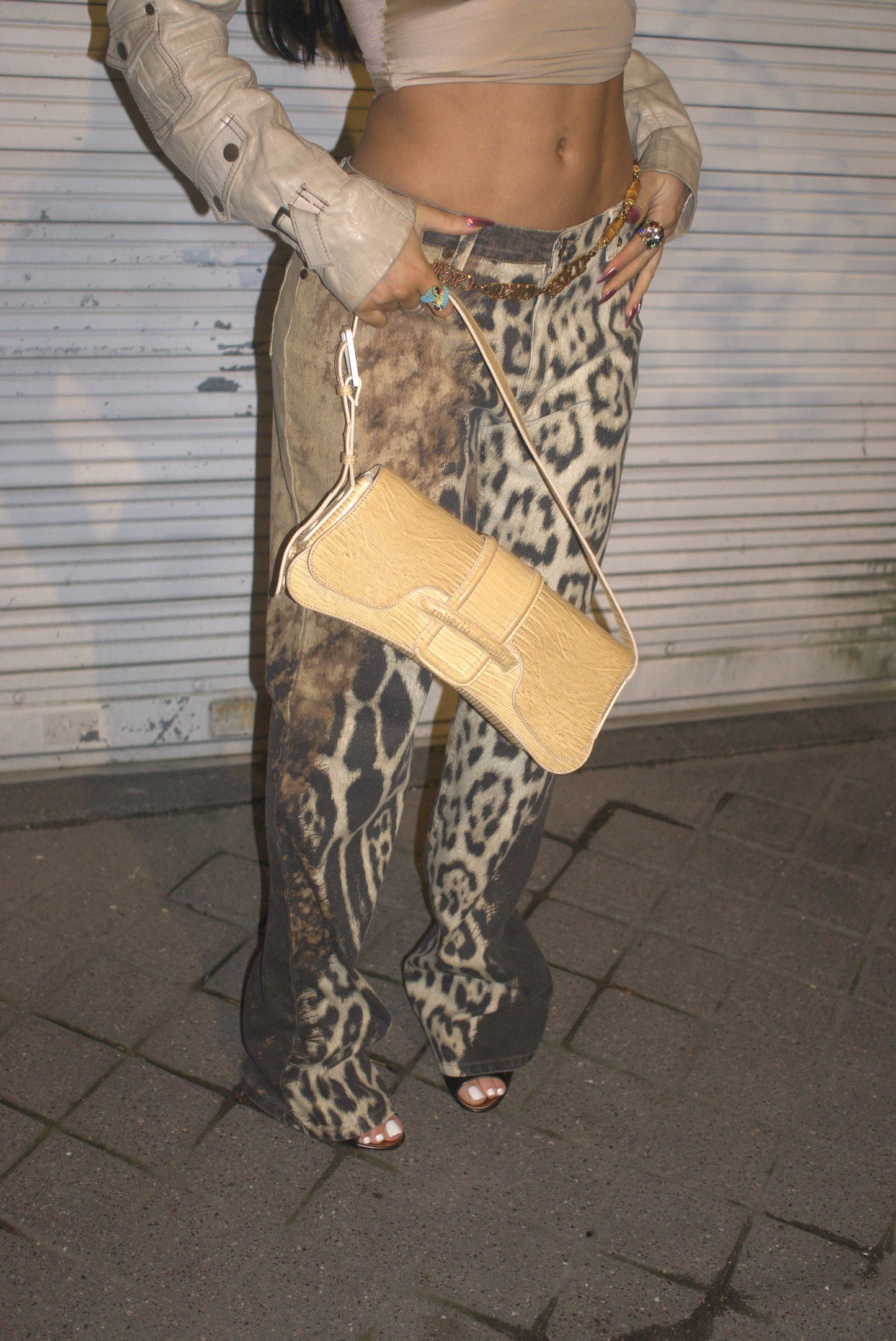 Sac Roberto Cavalli en cuir beige