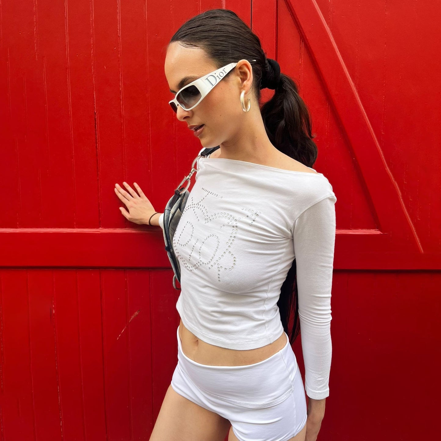 Ensemble top et micro short à strass - Dior par Galliano