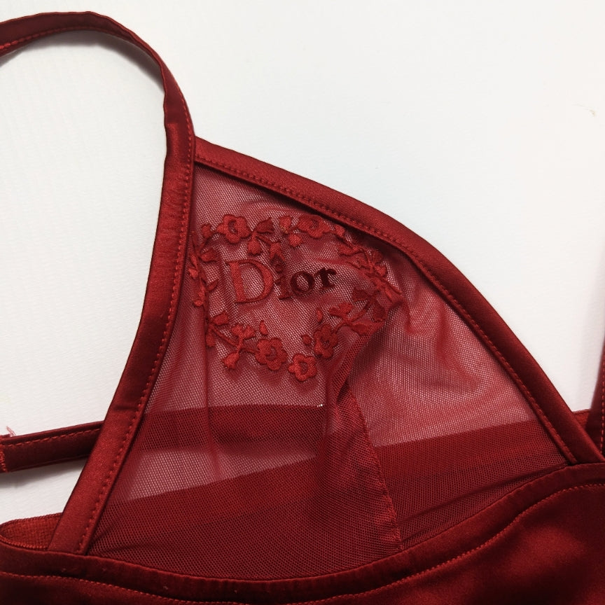 Robe nuisette satinée bordeau mesh Dior - S/M