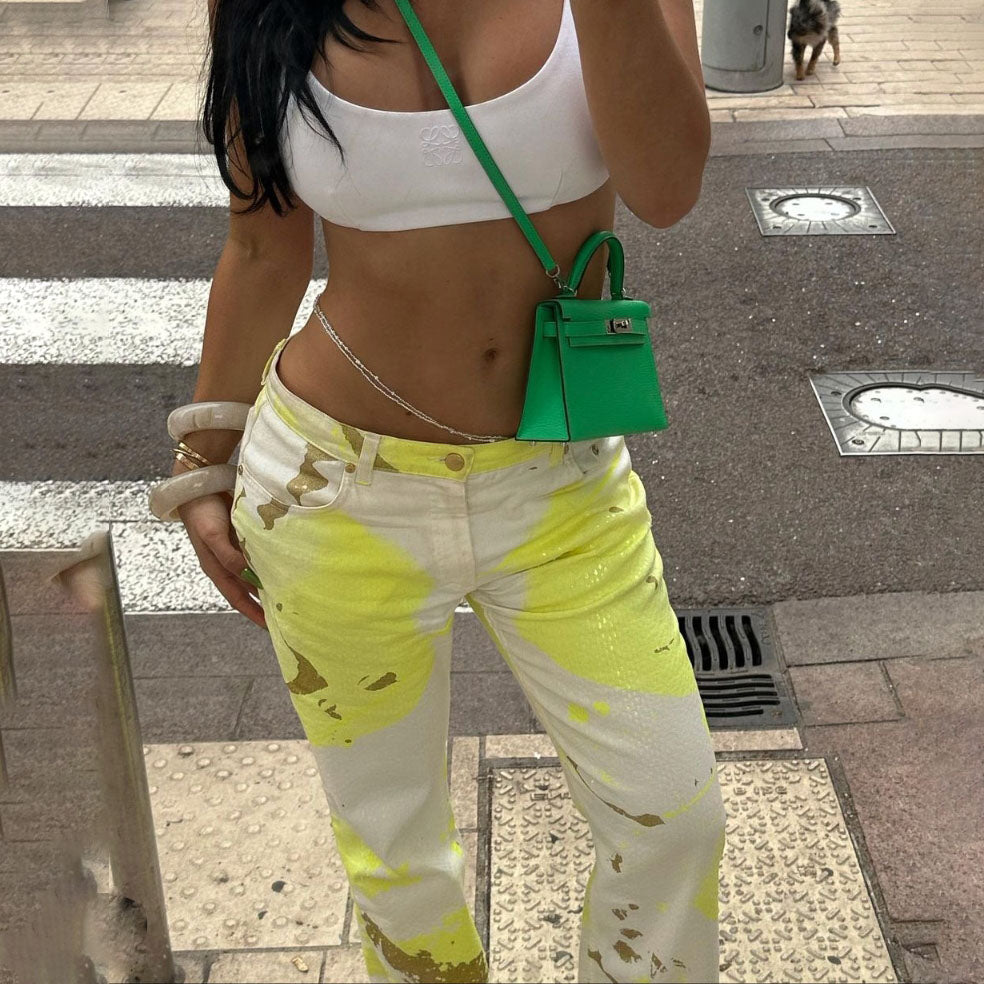 Jeans paillettes jaune Roberto Cavalli - M