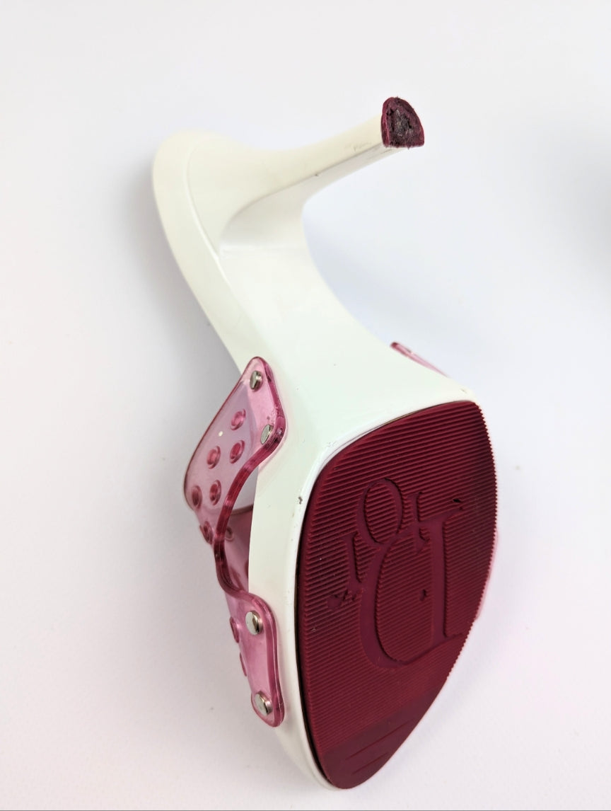 Mules Jelly blanche et bordeau Dior par Galliano - EU39,5|6,5UK|8,5US