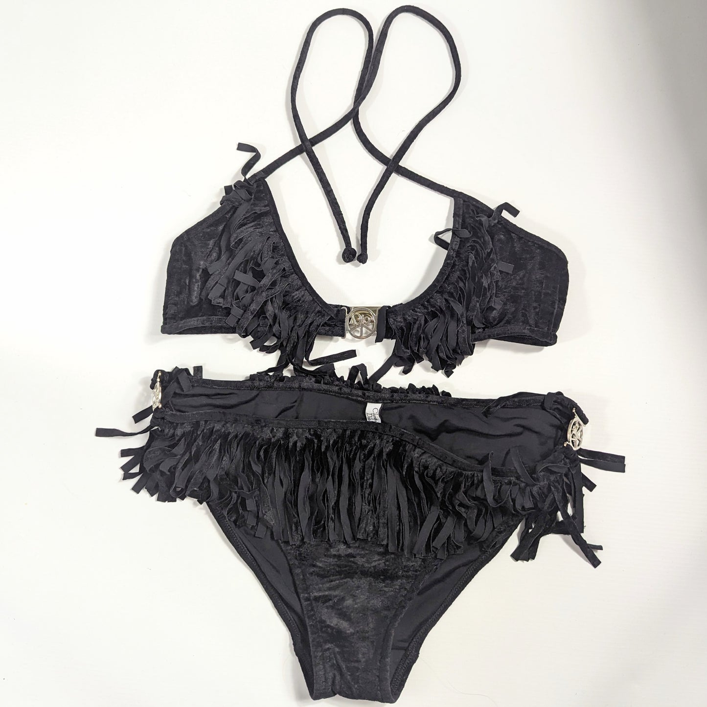 Bikini noir Dior by Galliano "Peace and Love" S/S 2005