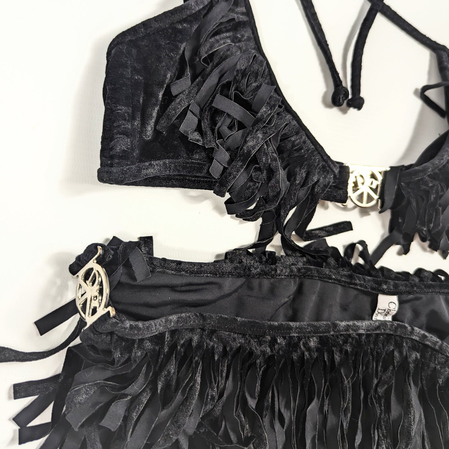 Bikini noir Dior by Galliano "Peace and Love" S/S 2005