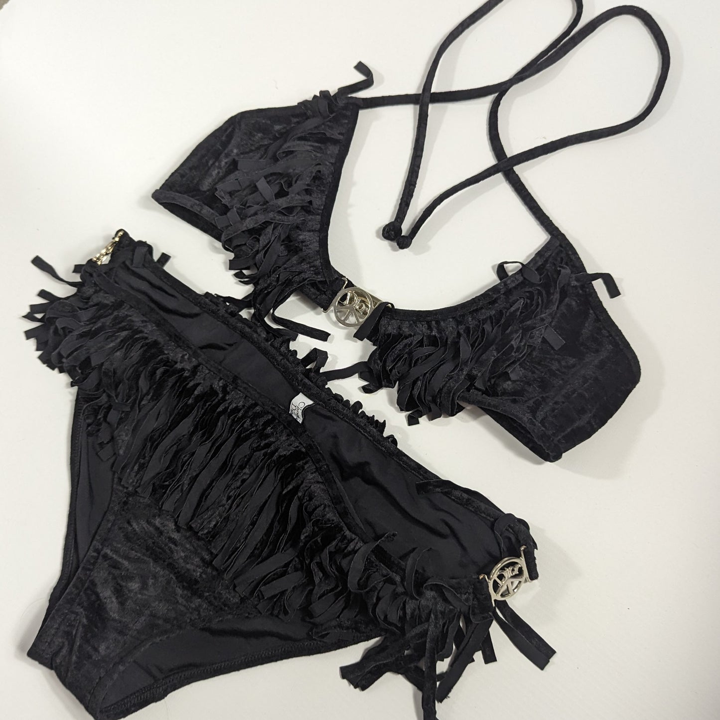 Bikini noir Dior by Galliano "Peace and Love" S/S 2005