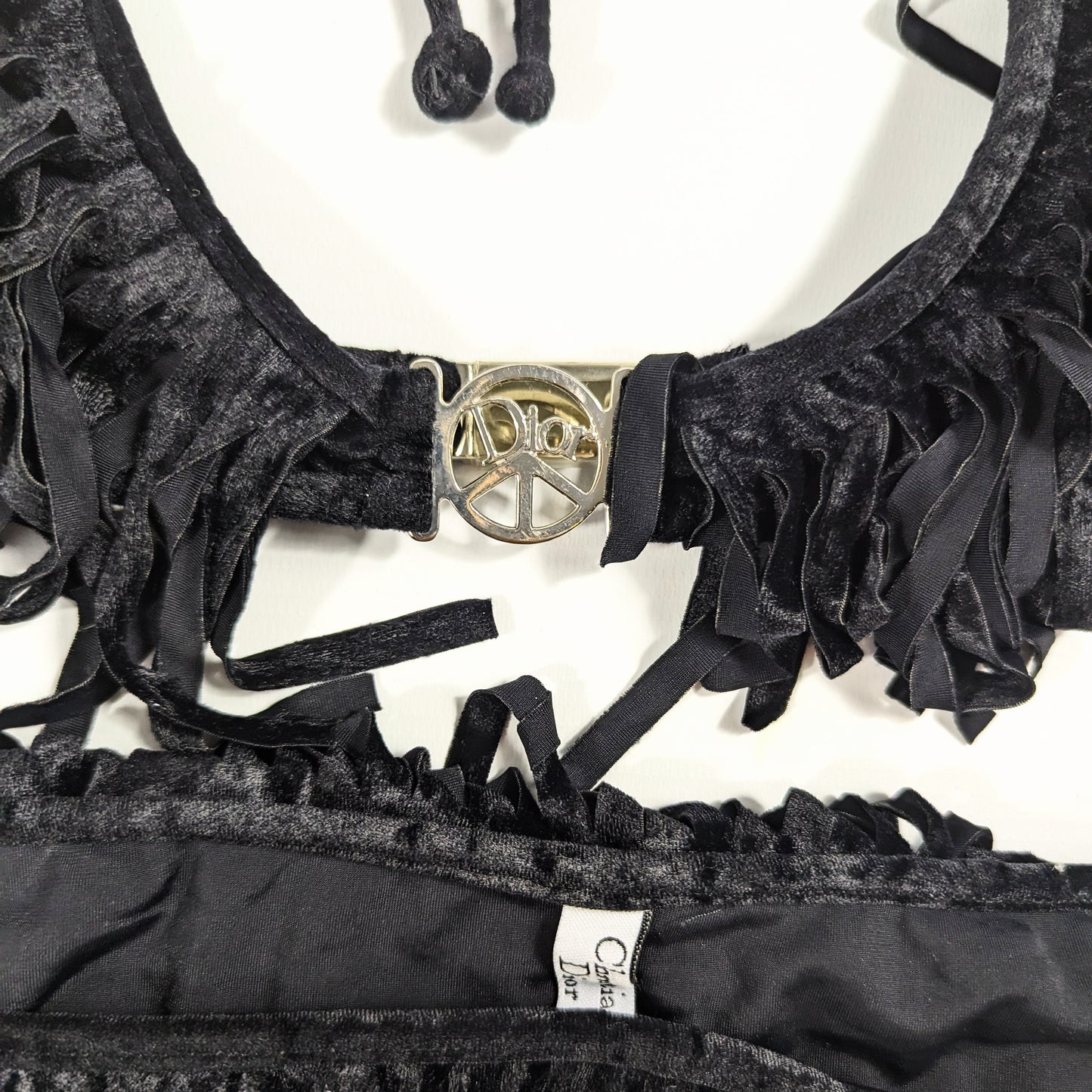 Bikini noir Dior by Galliano "Peace and Love" S/S 2005