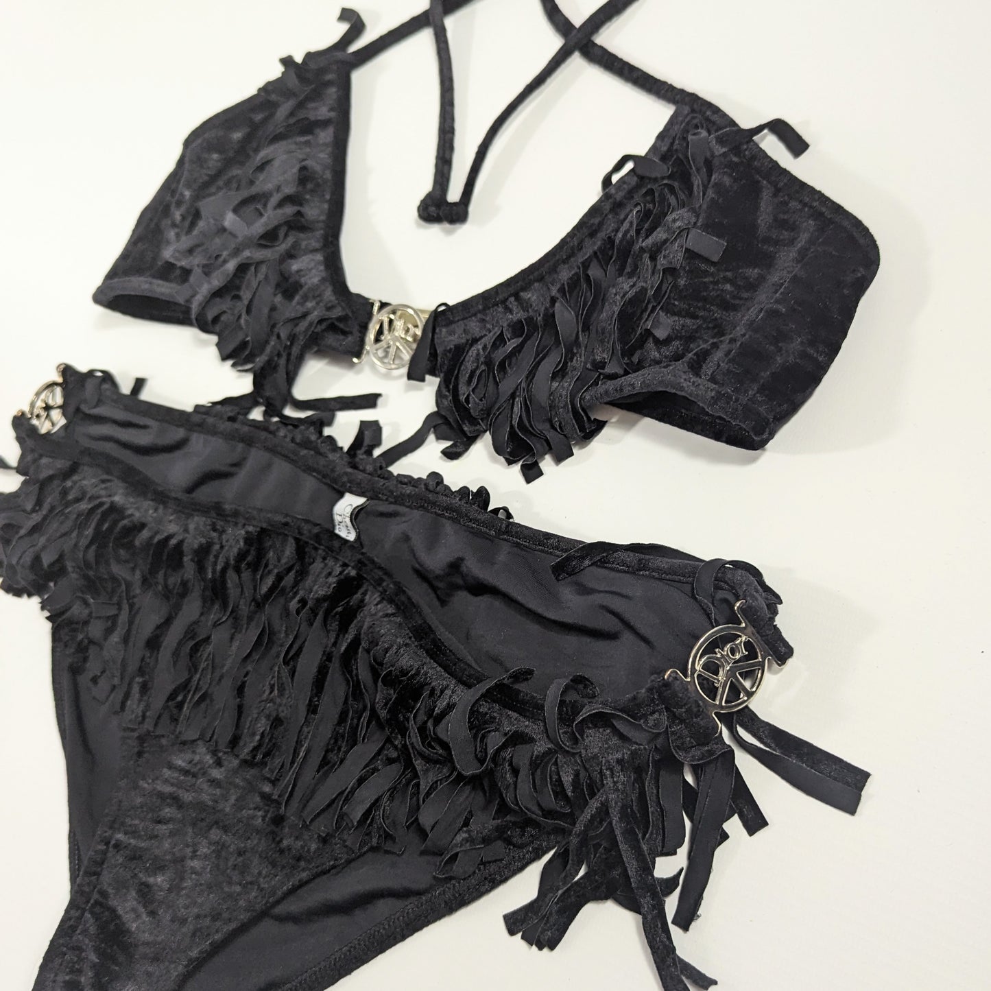 Bikini noir Dior by Galliano "Peace and Love" S/S 2005