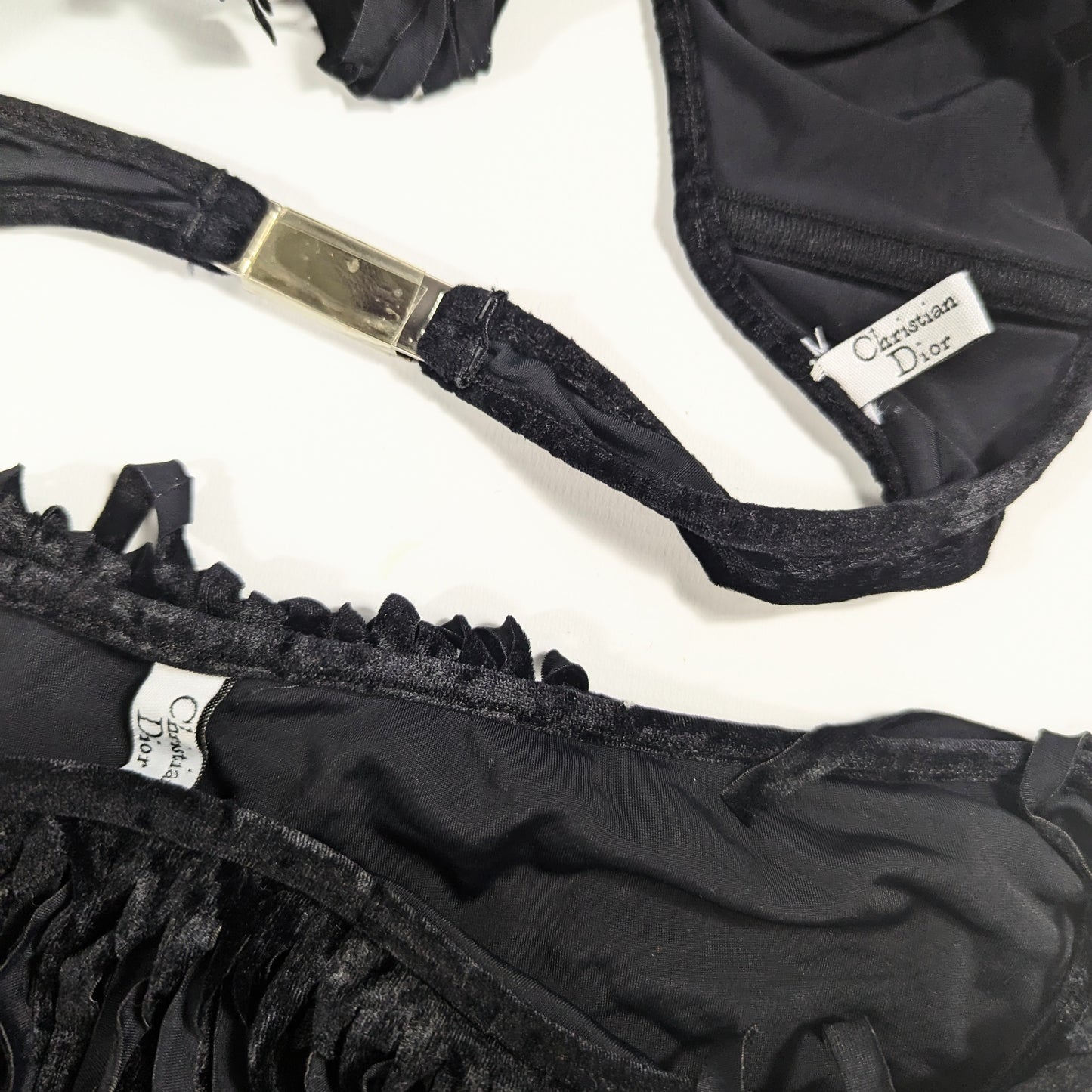 Bikini noir Dior by Galliano "Peace and Love" S/S 2005