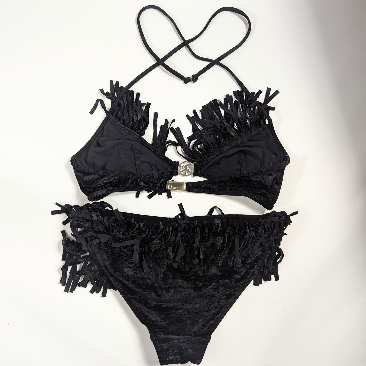 Bikini noir Dior by Galliano "Peace and Love" S/S 2005