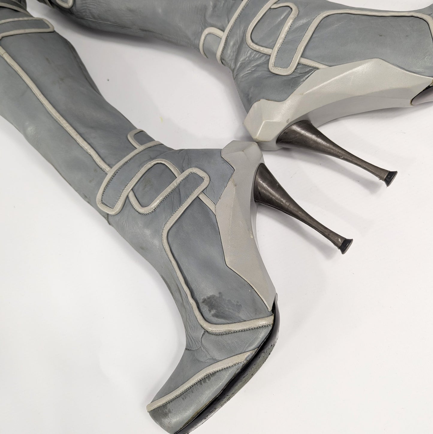Celine high boots in grey leather -FW2008