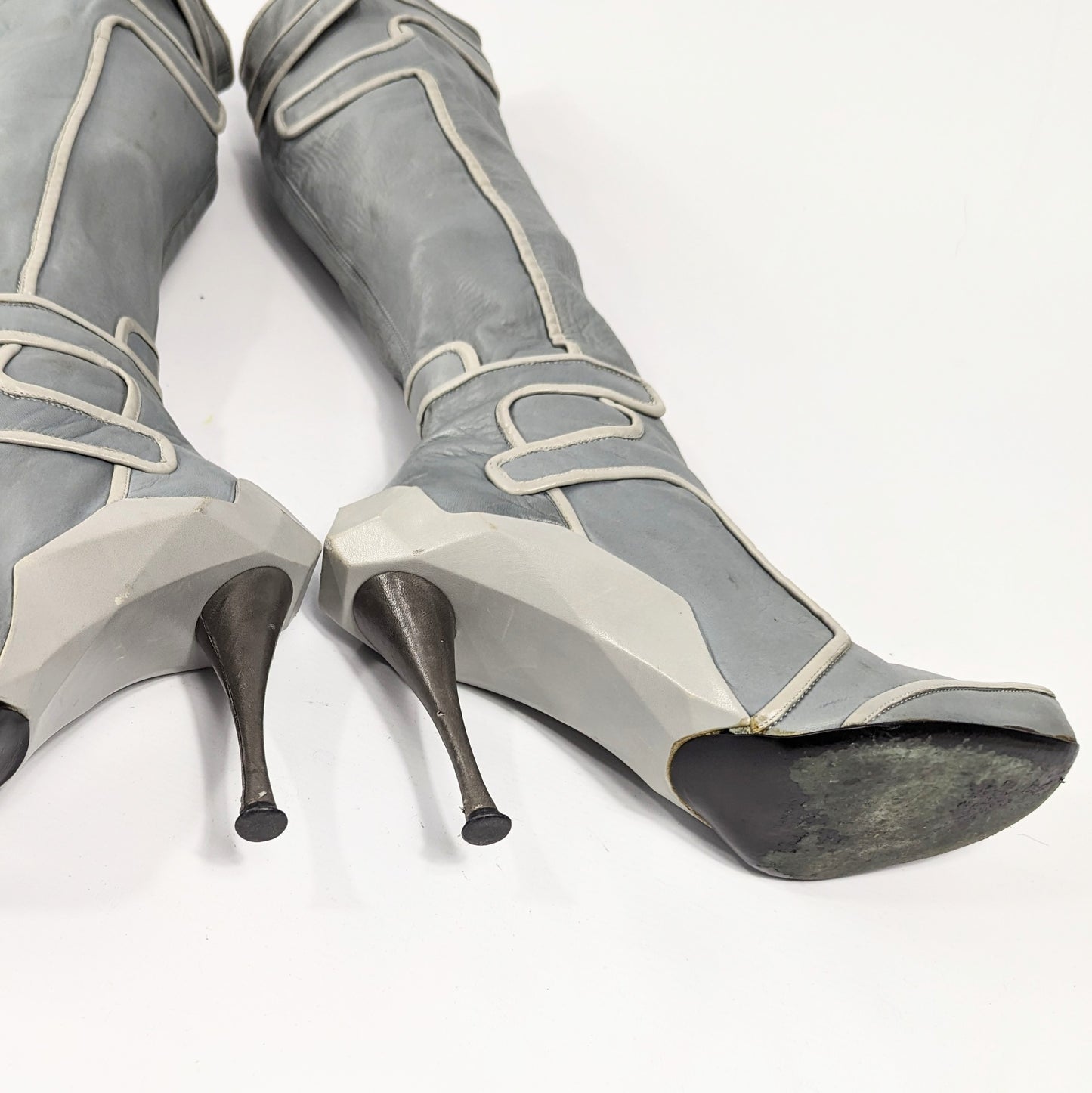 Celine high boots in grey leather -FW2008