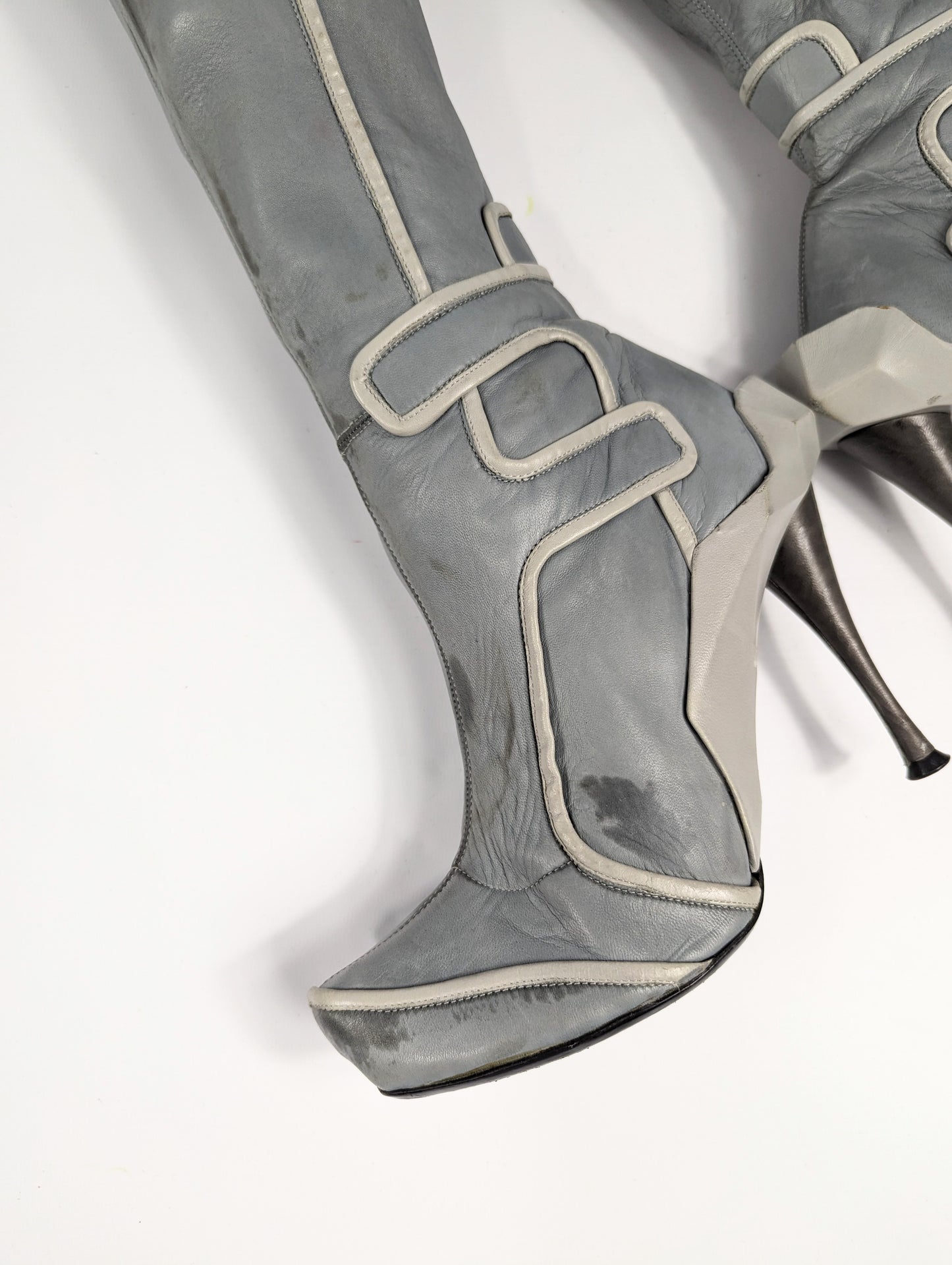Celine high boots in grey leather -FW2008