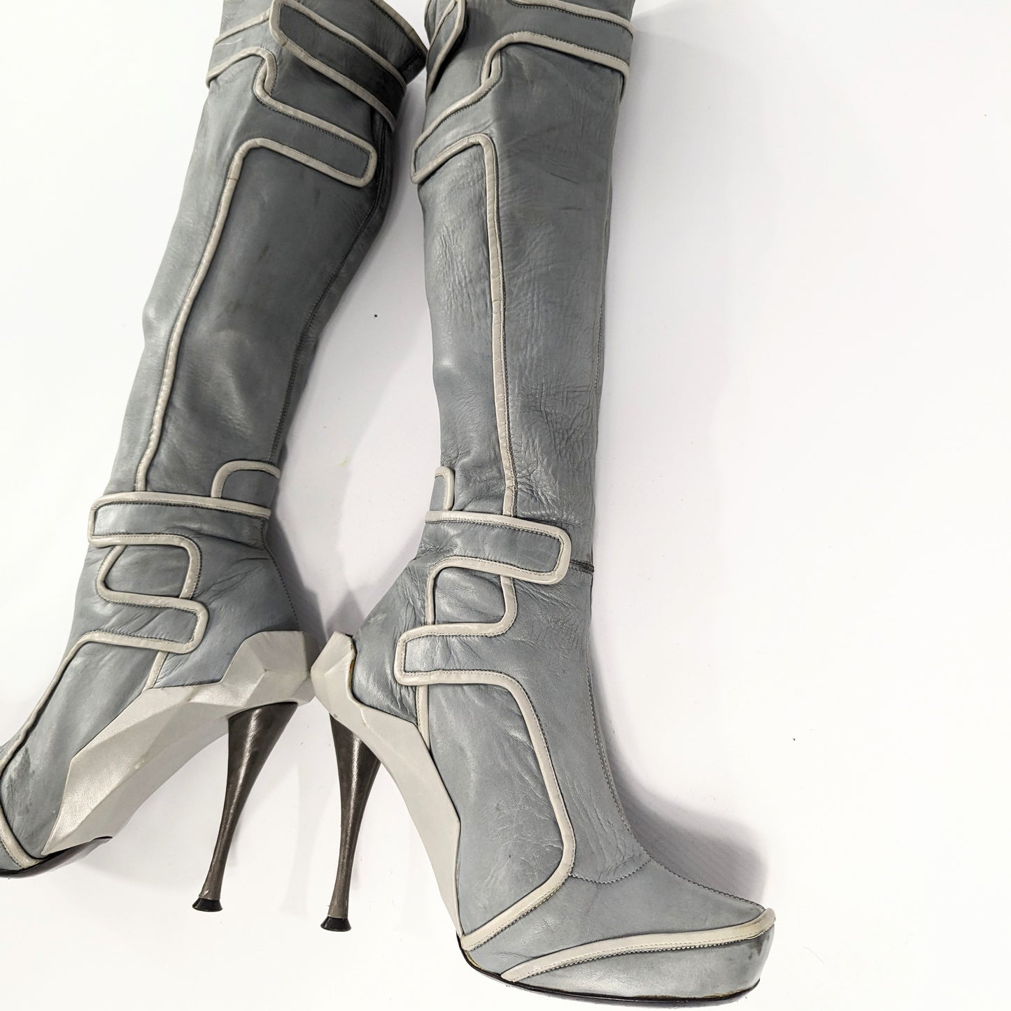 Celine high boots in grey leather -FW2008