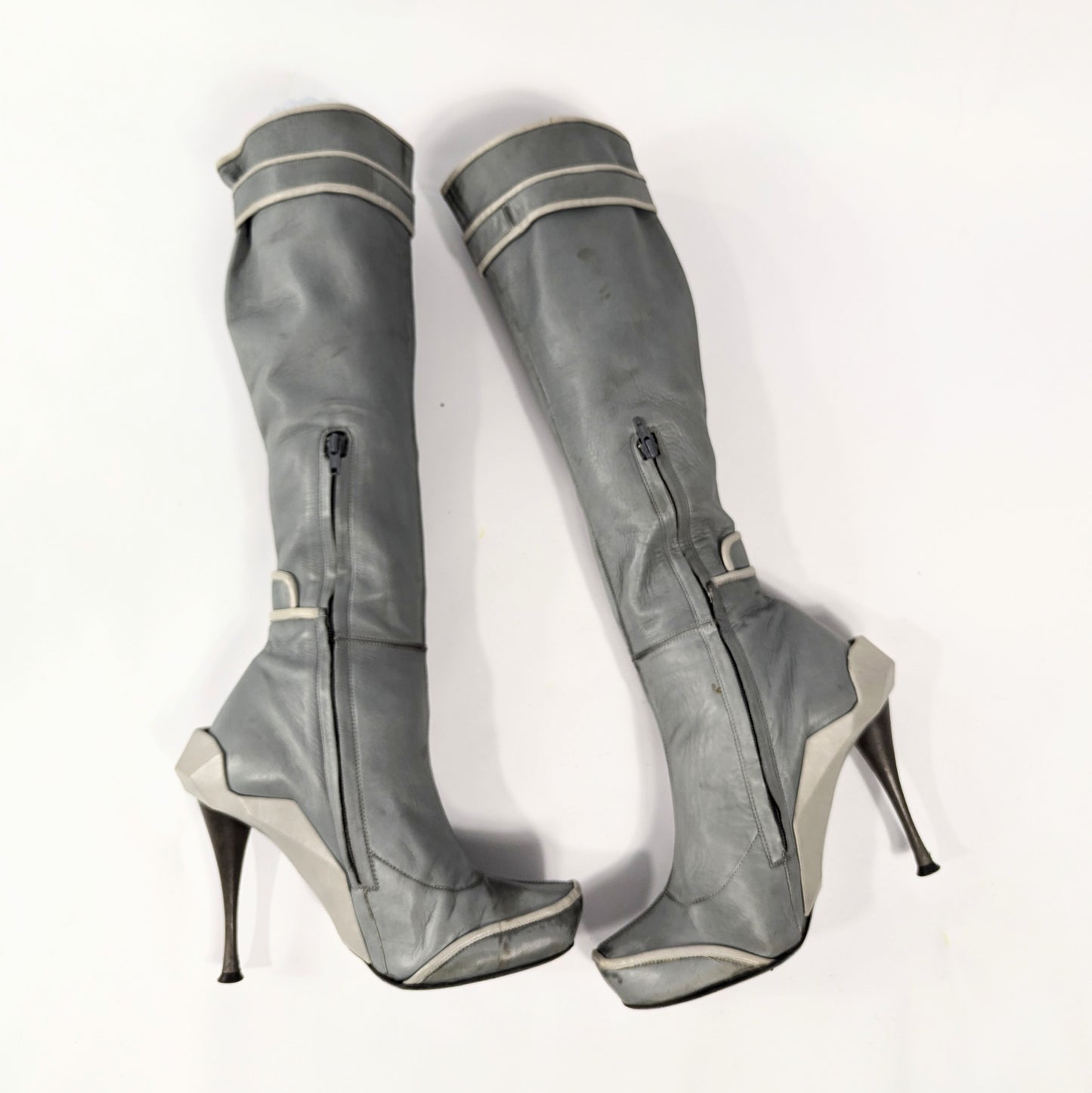 Celine high boots in grey leather -FW2008