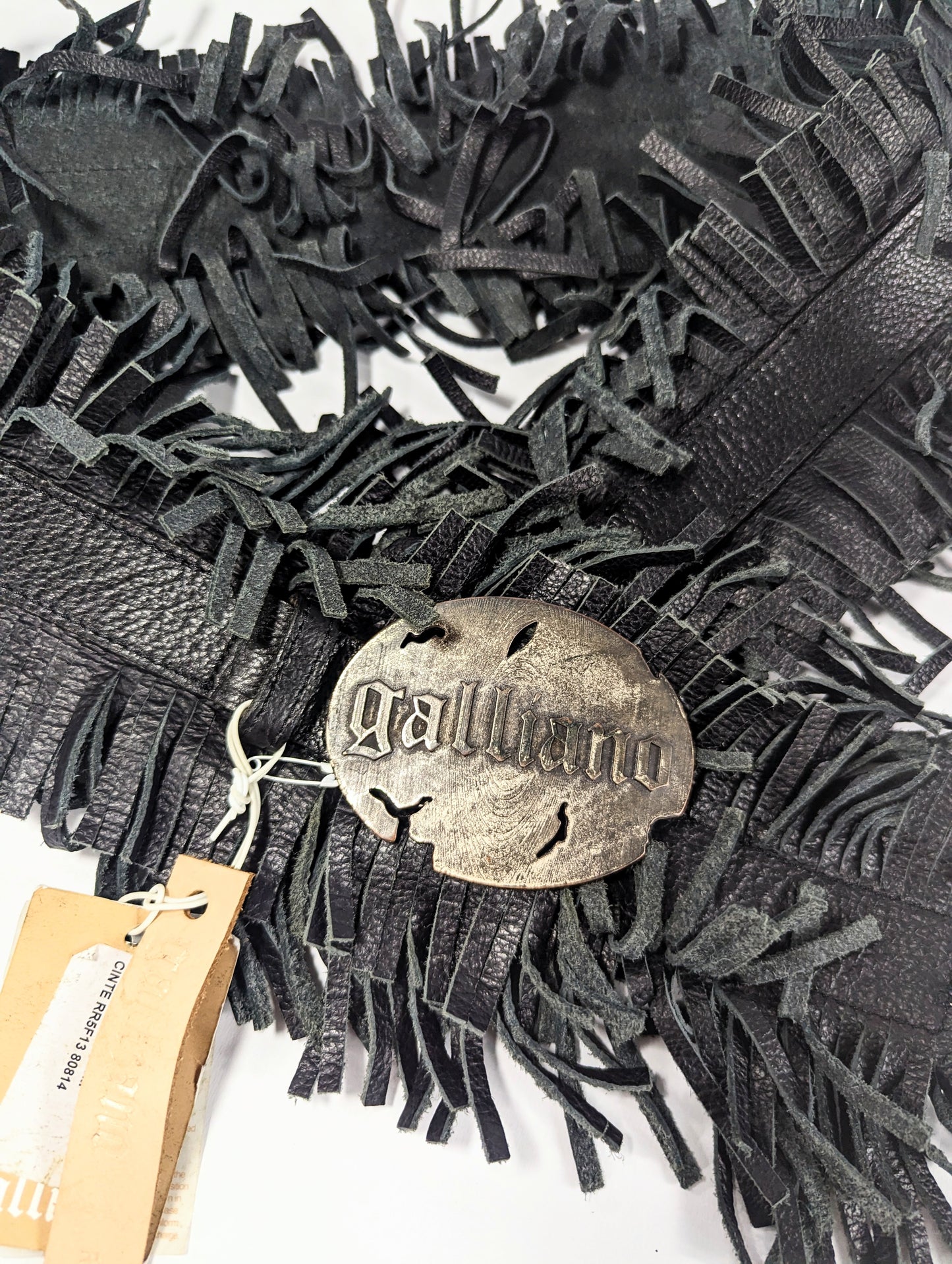 Ceinture Galliano cuir frange