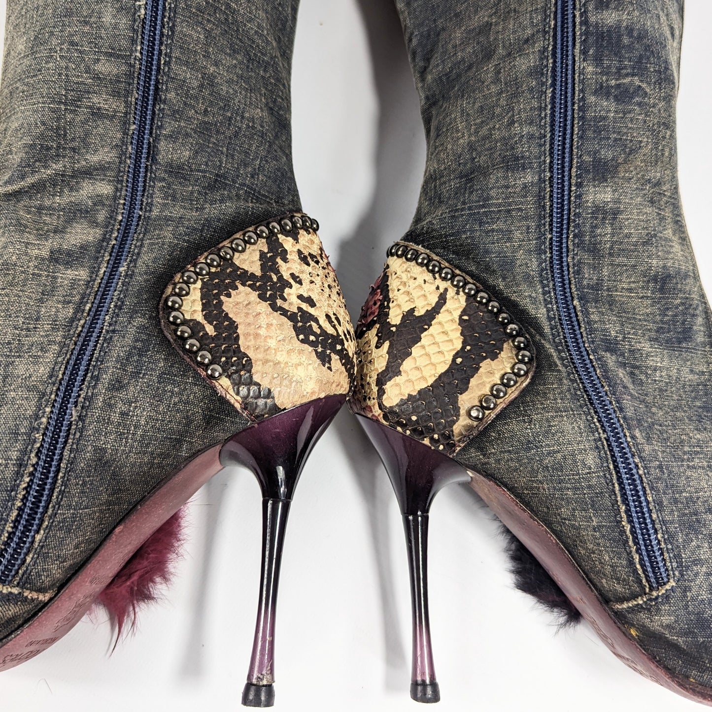 Botte el Dantès denim fourrure
