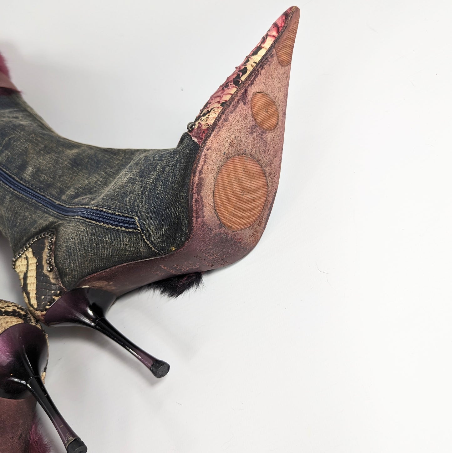 Botte el Dantès denim fourrure