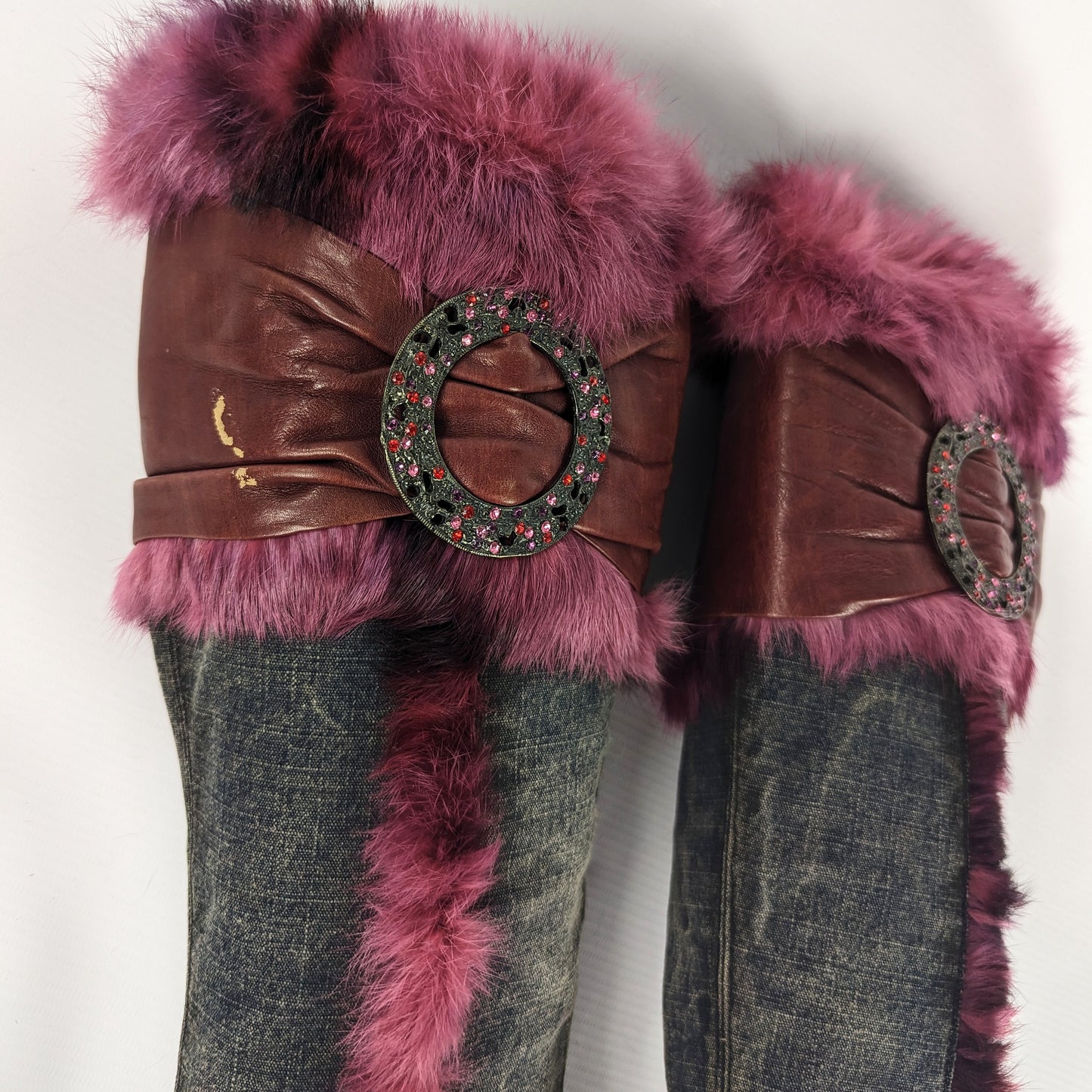 Botte el Dantès denim fourrure