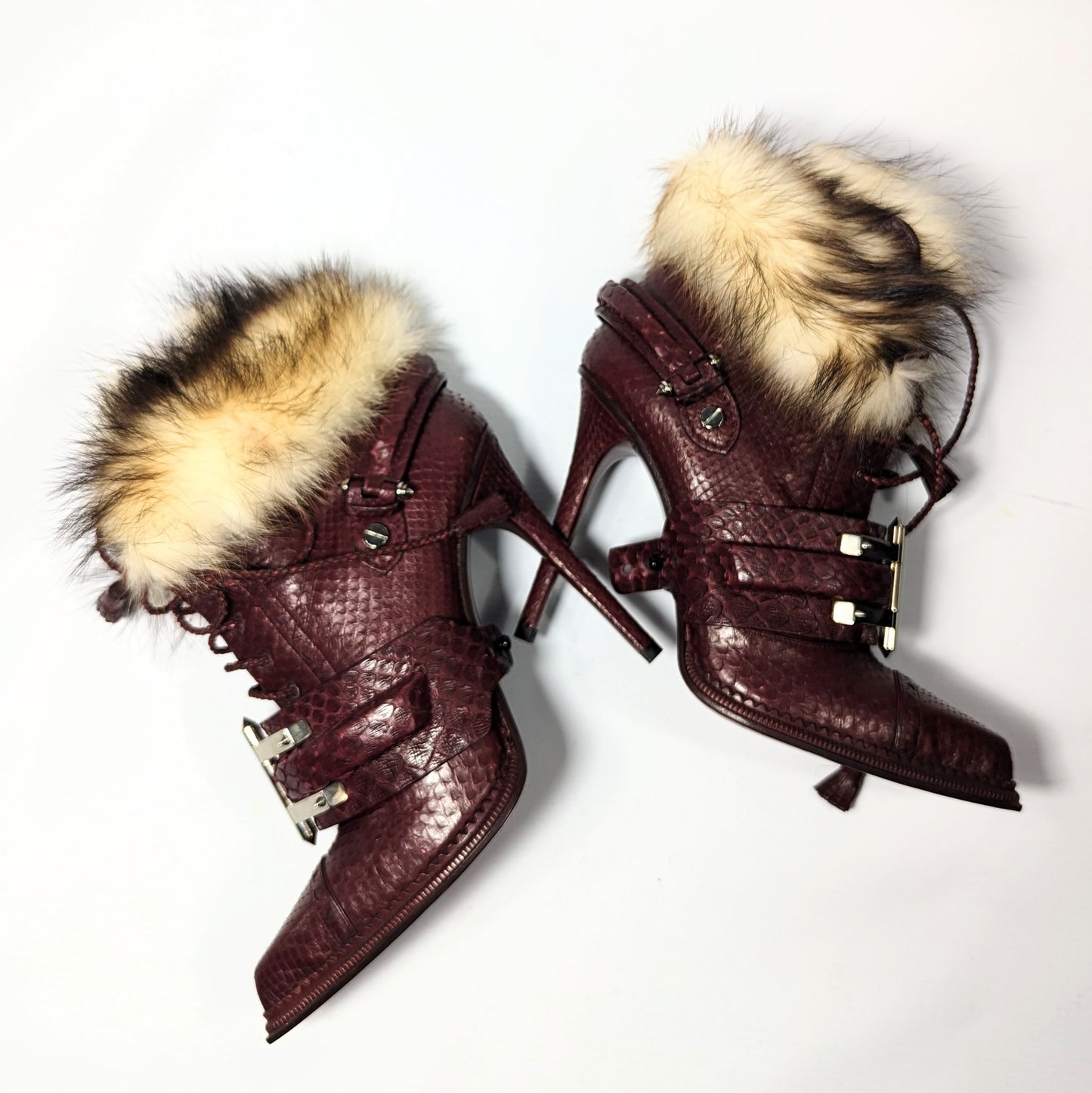Bottines Roberto Cavalli python bordeaux - EU39|UK6|US8