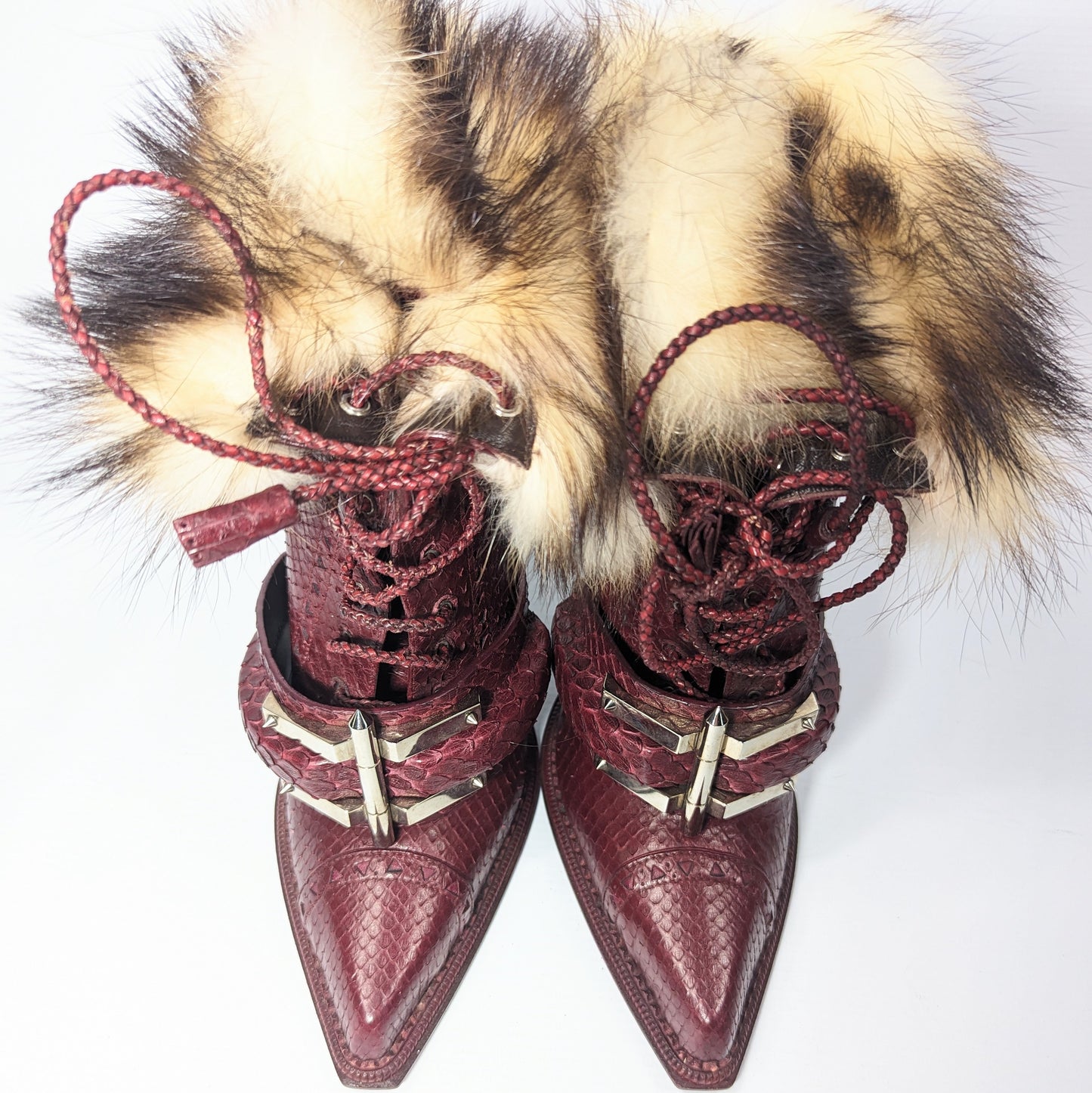 Bottines Roberto Cavalli python bordeaux - EU39|UK6|US8