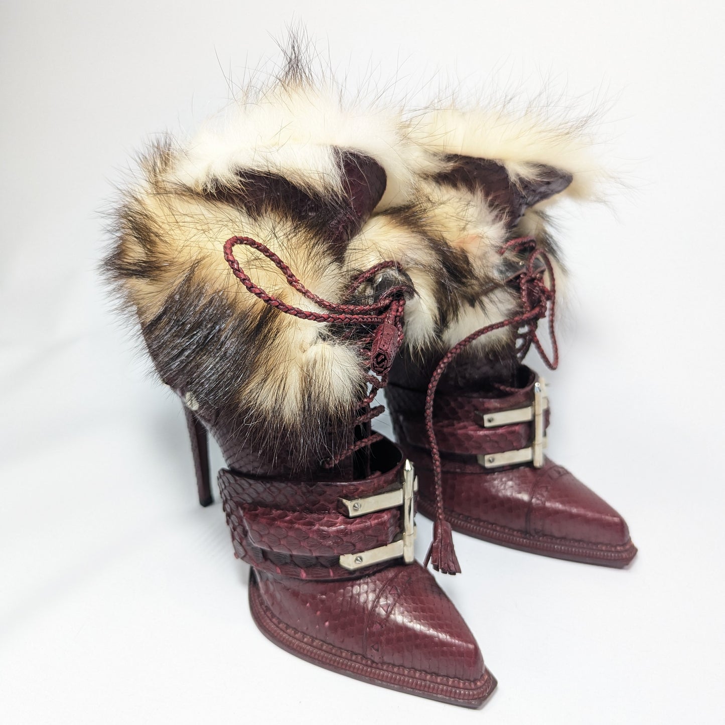 Bottines Roberto Cavalli python bordeaux - EU39|UK6|US8