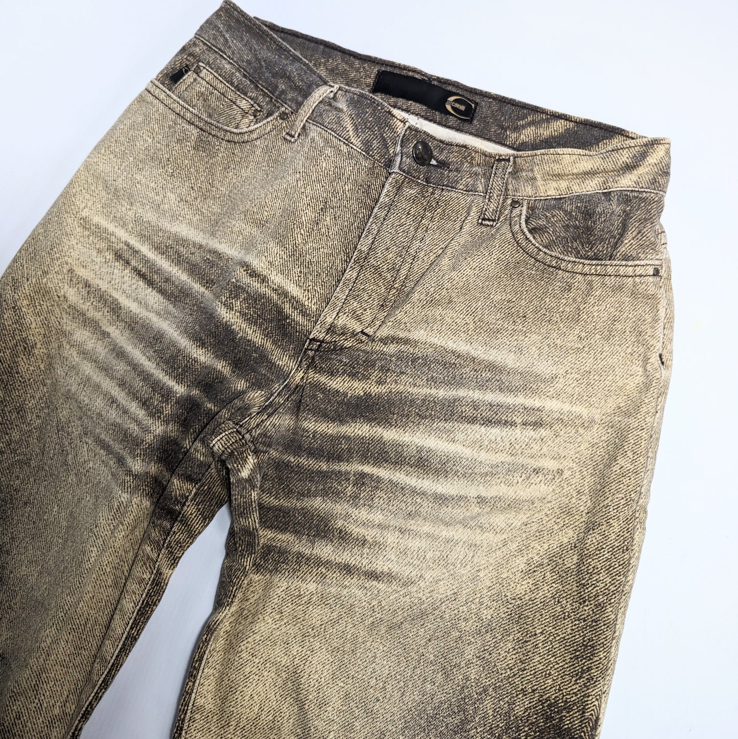 Jeans Roberto Cavalli delavé kaki doré - S