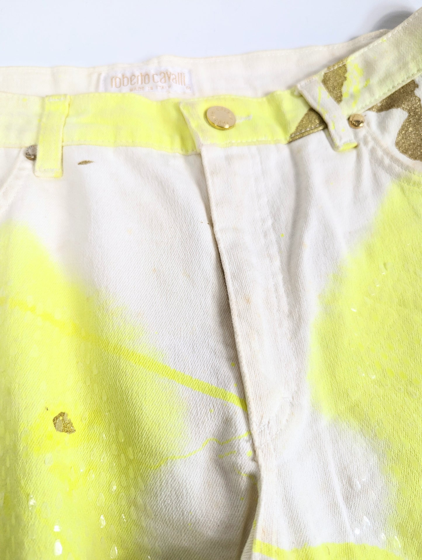 Jeans paillettes jaune Roberto Cavalli - M