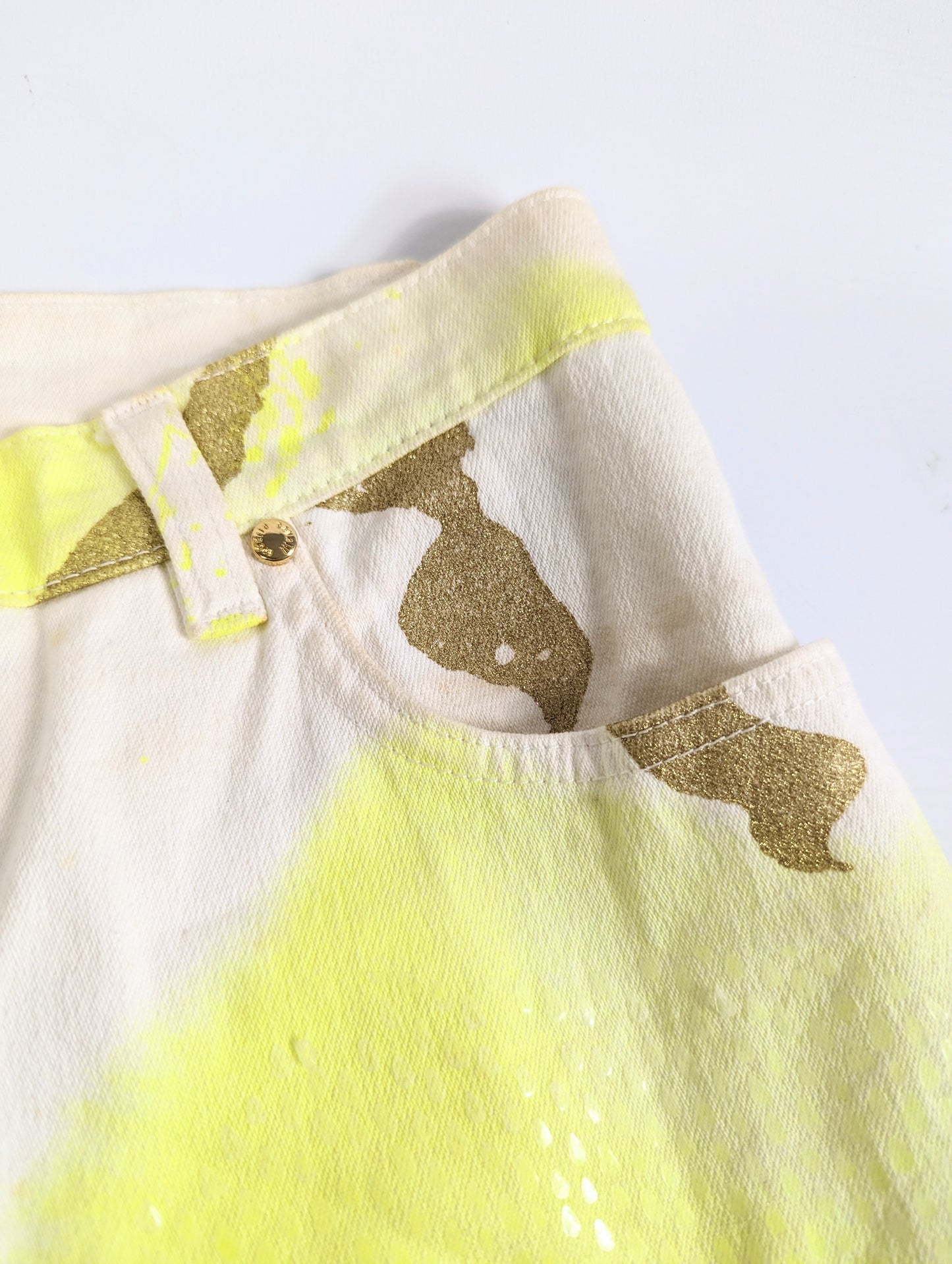 Jeans paillettes jaune Roberto Cavalli - M