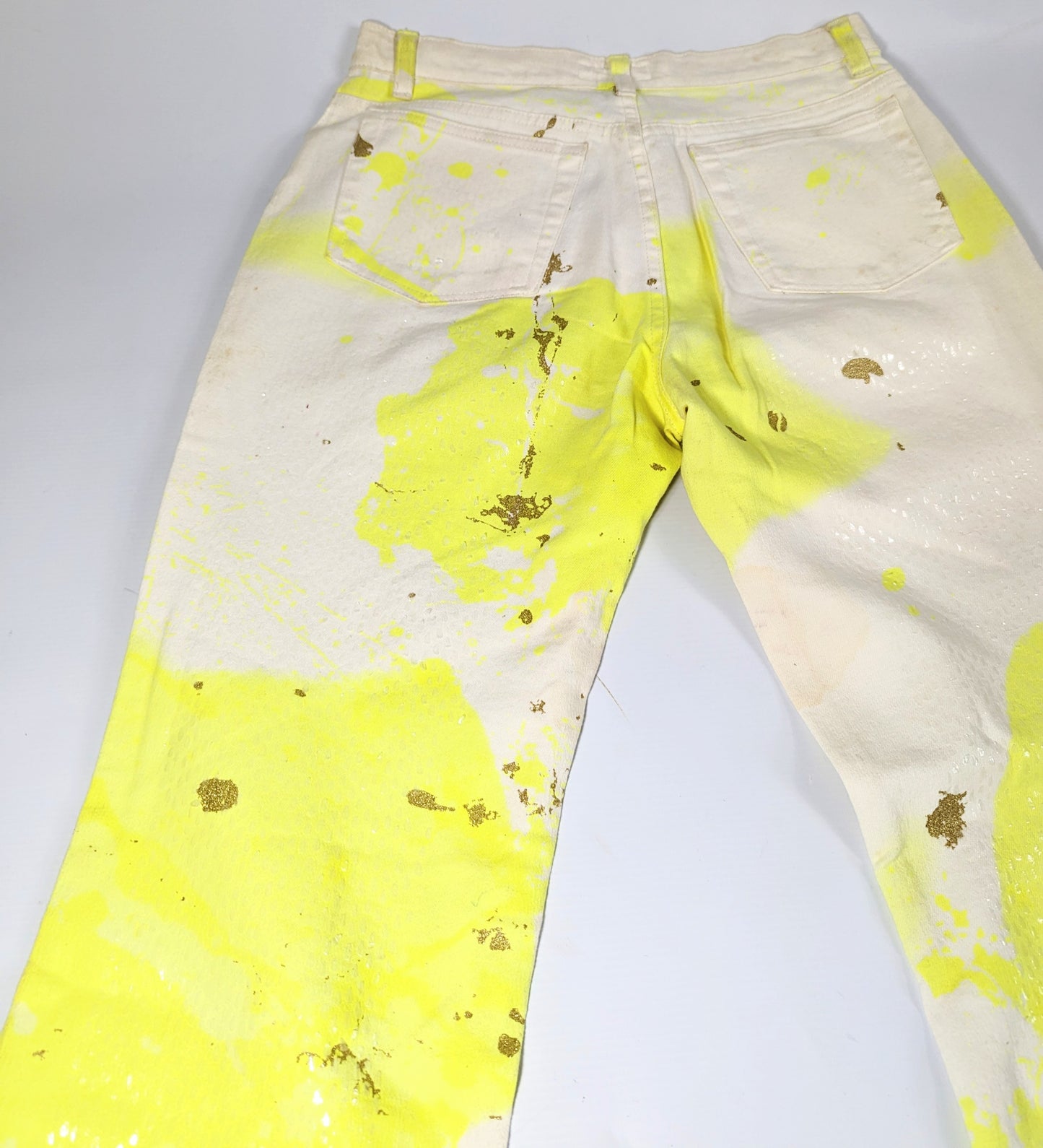 Jeans paillettes jaune Roberto Cavalli - M