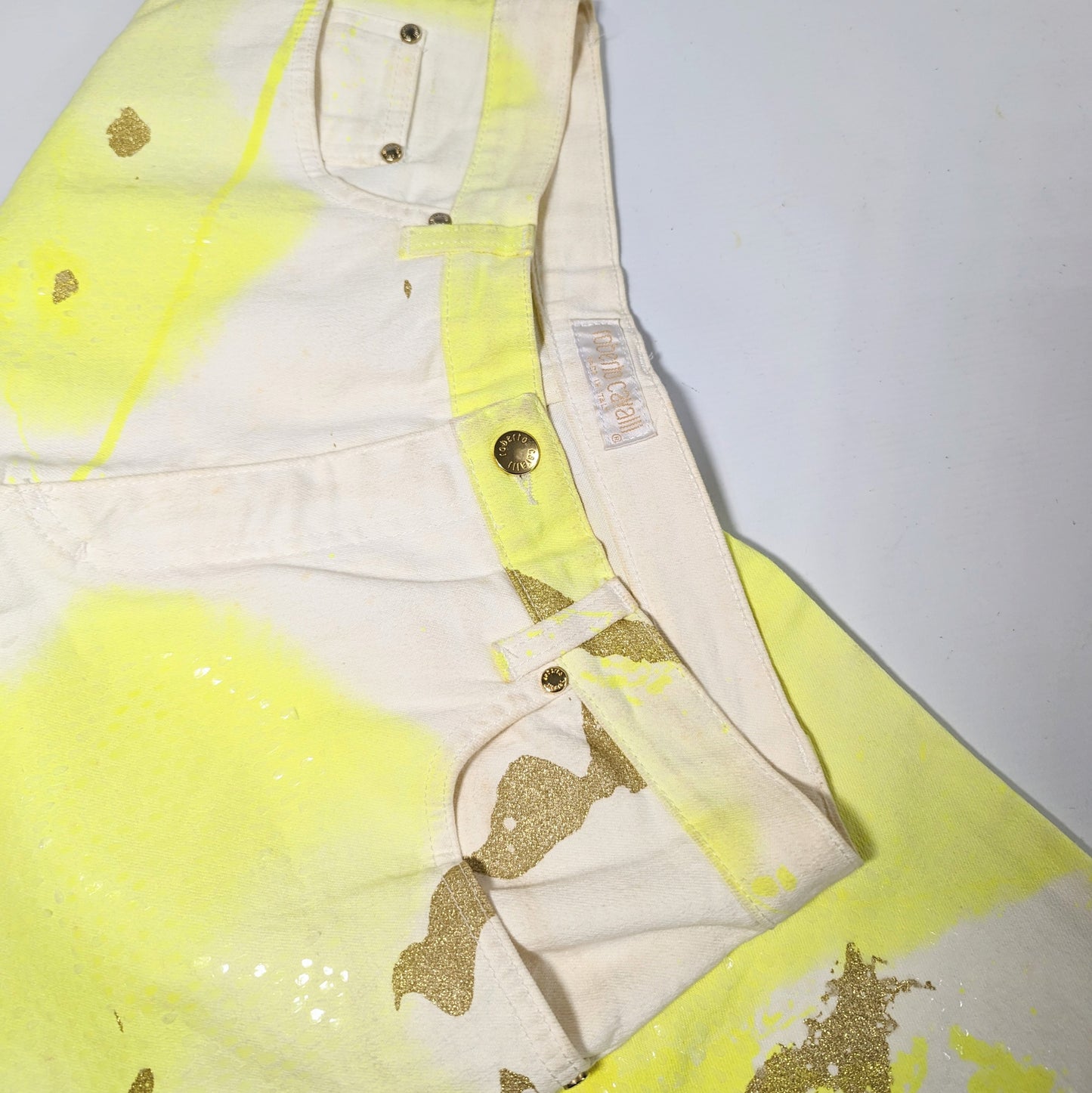 Jeans paillettes jaune Roberto Cavalli - M