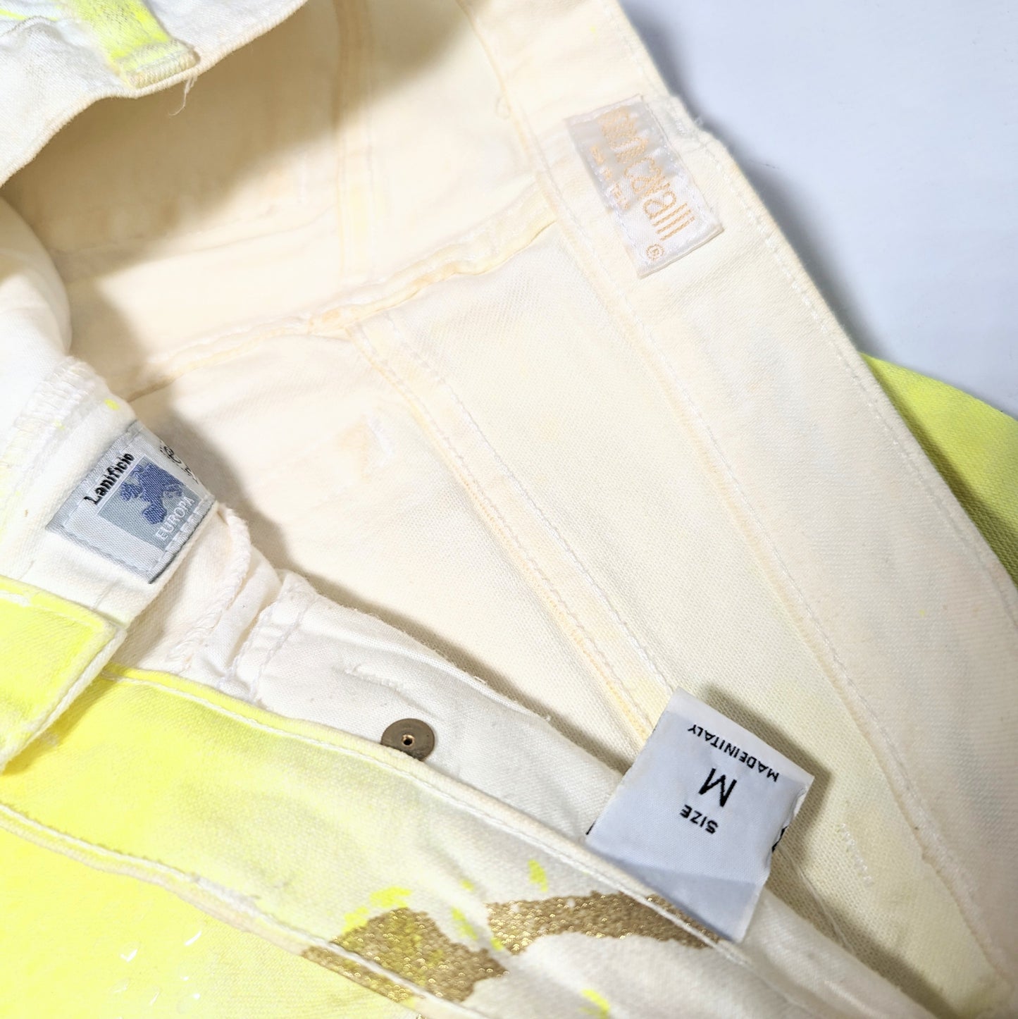 Jeans paillettes jaune Roberto Cavalli - M