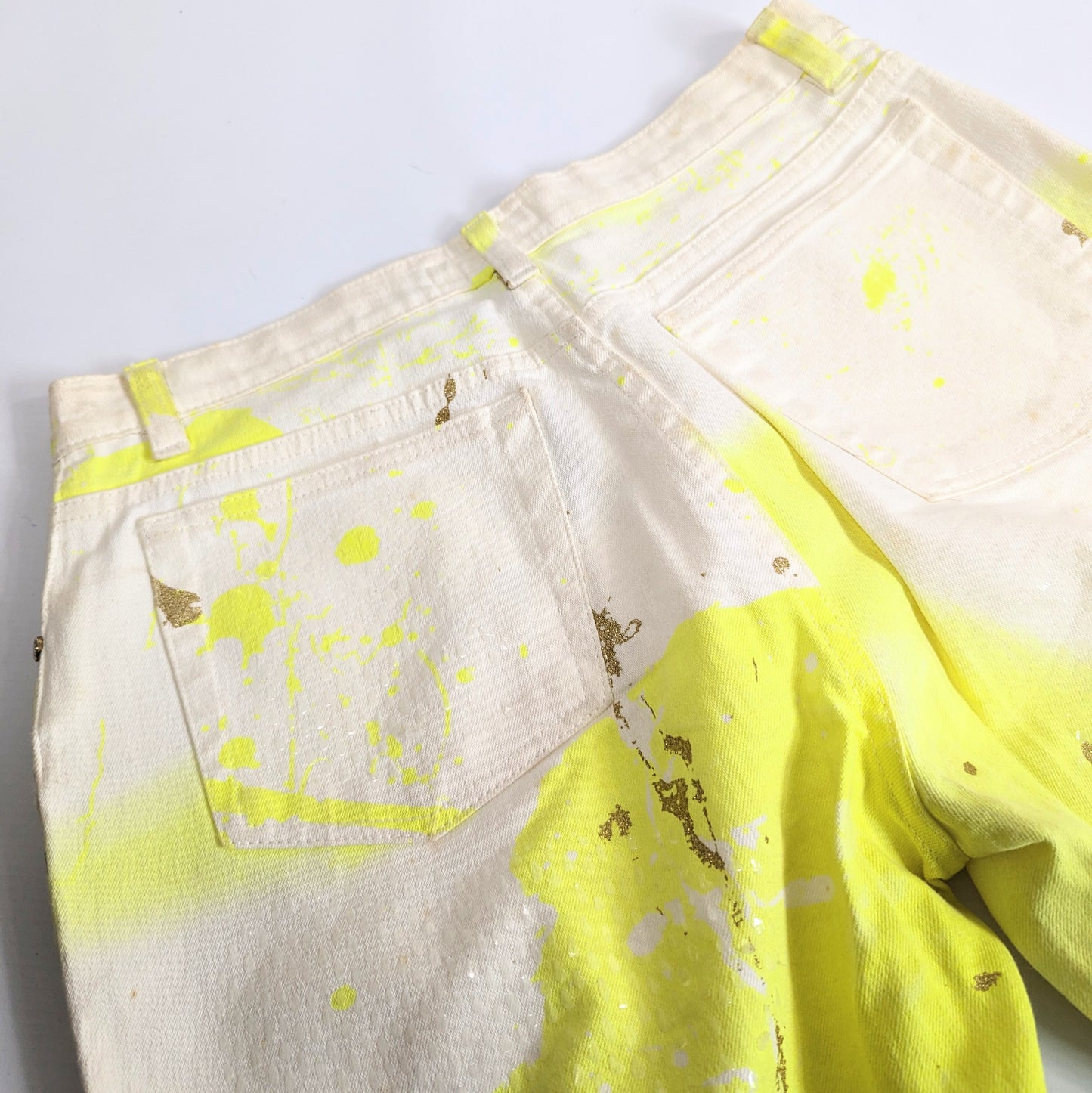 Jeans paillettes jaune Roberto Cavalli - M