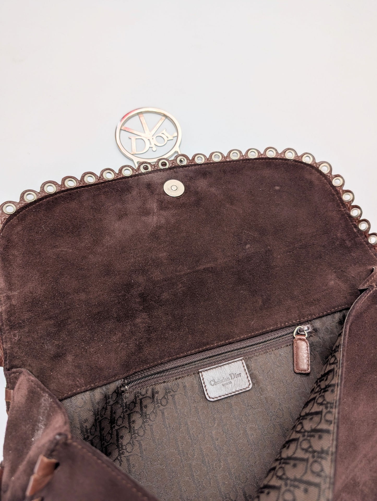 Brown suede bag by Galliano Peace and Love - S/S 2005