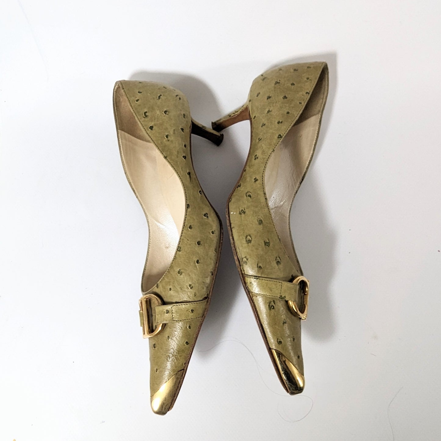 Escarpins Dior par Galliano vert initiale doré A/W 2000 - EU37|UK4|US6
