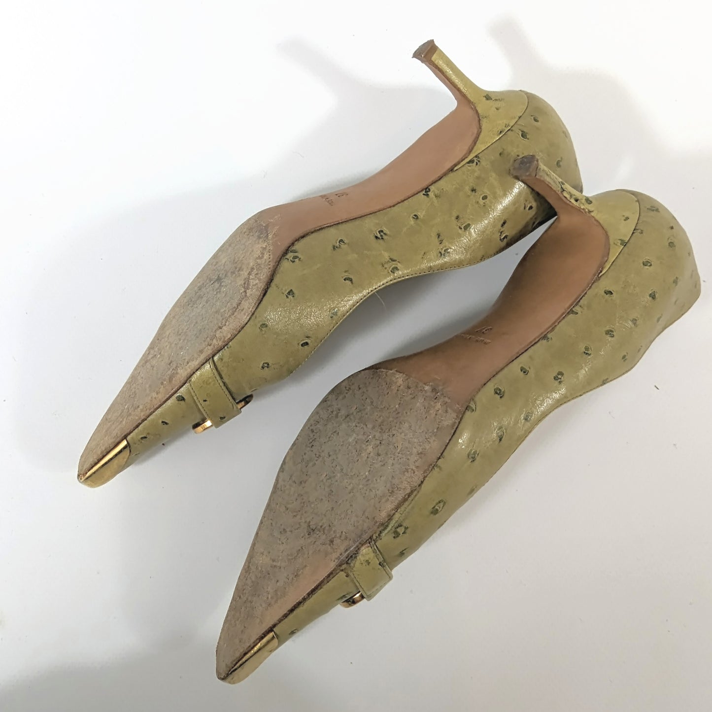 Escarpins Dior par Galliano vert initiale doré A/W 2000 - EU37|UK4|US6