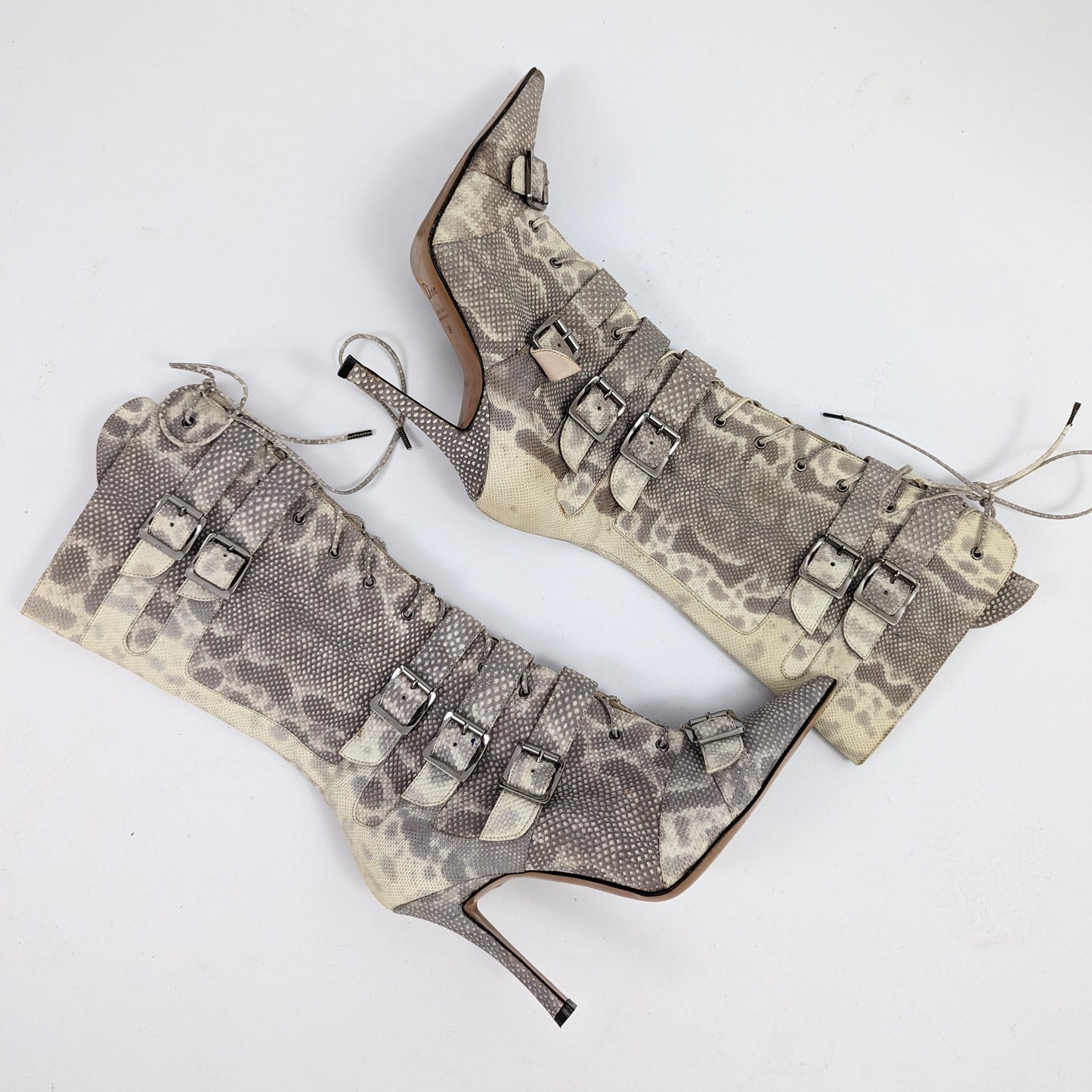 Bottes à lacet Dior cuir serpent gris - EU38|UK5|US7