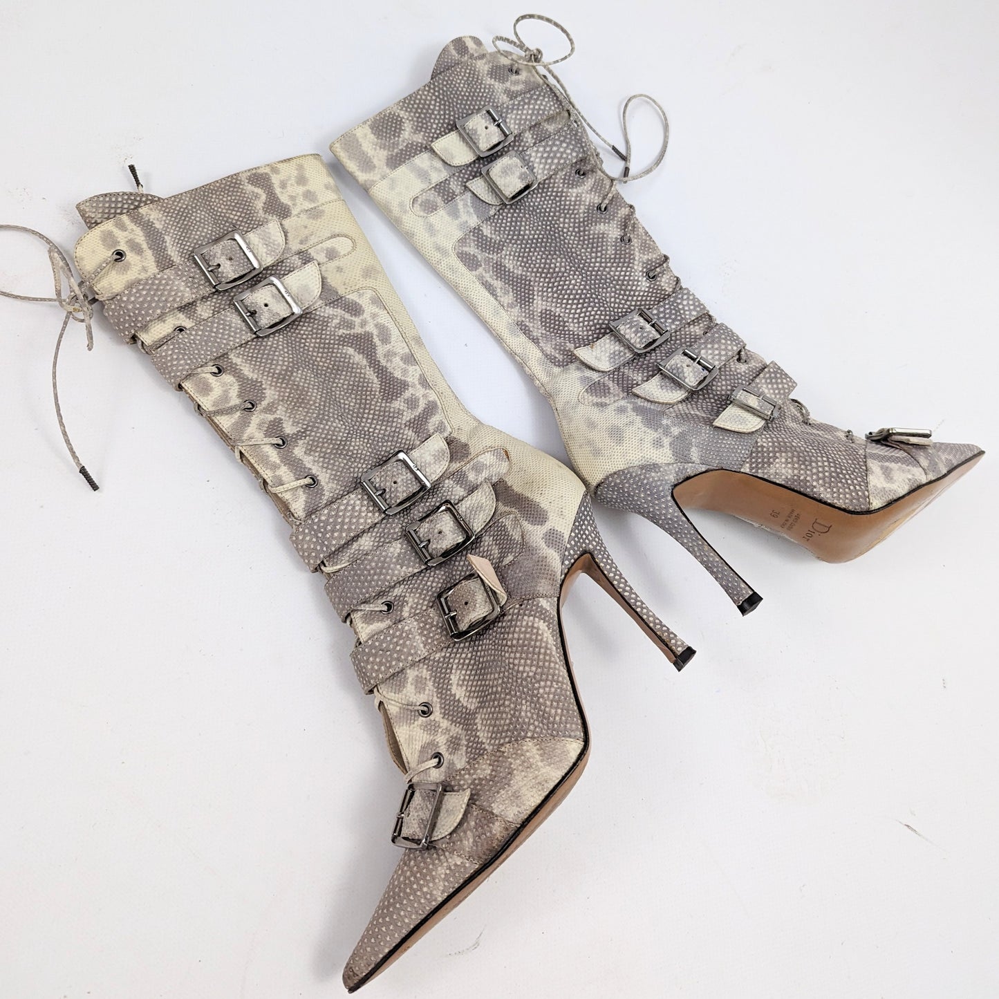 Bottes à lacet Dior cuir serpent gris - EU38|UK5|US7