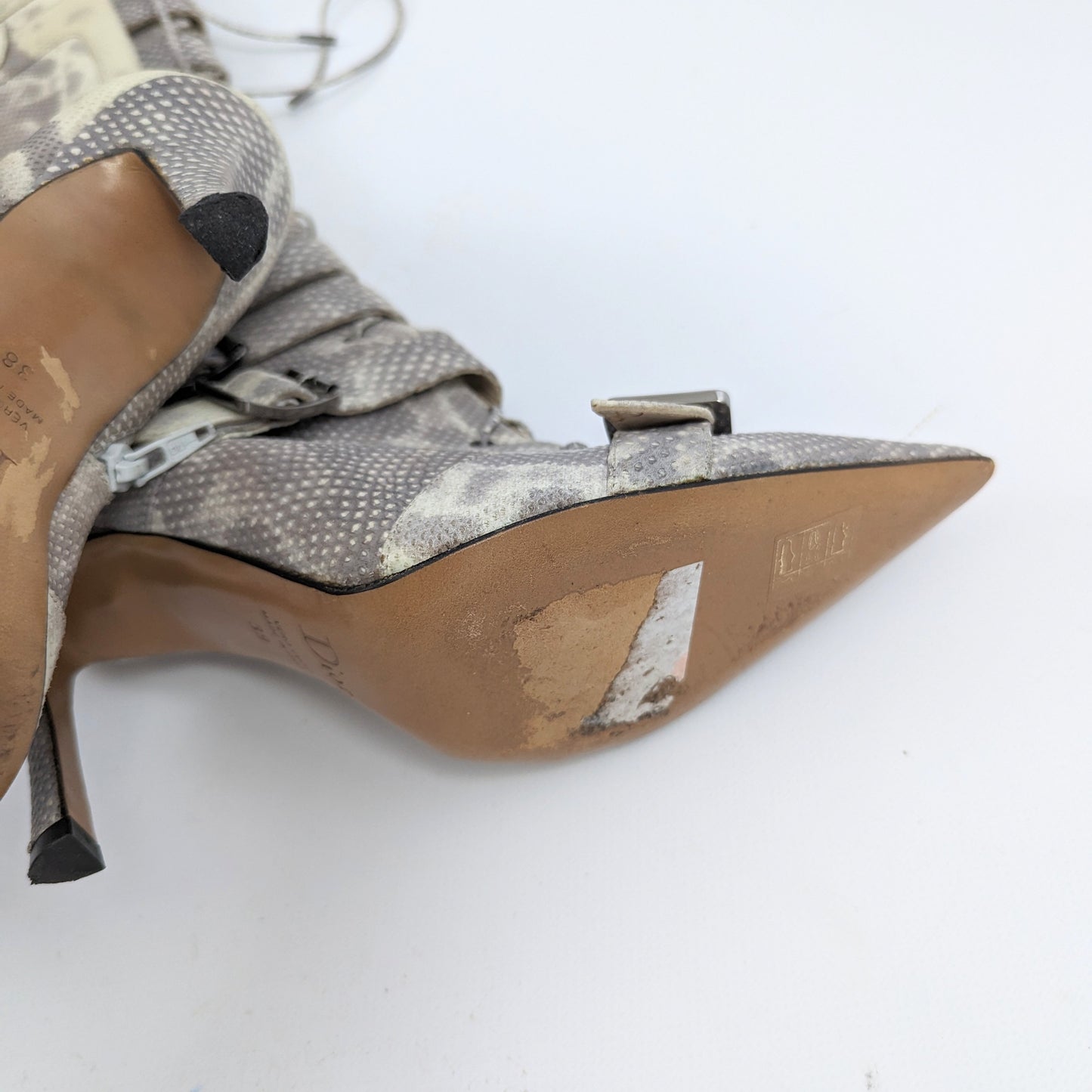Bottes à lacet Dior cuir serpent gris - EU38|UK5|US7