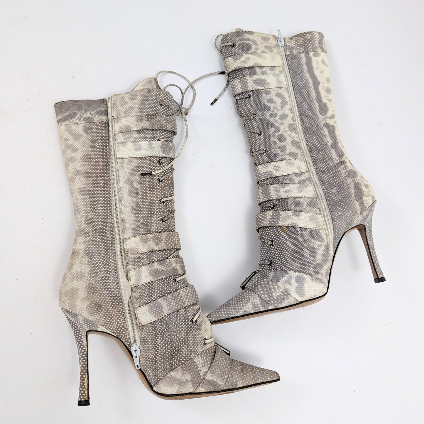 Bottes à lacet Dior cuir serpent gris - EU38|UK5|US7