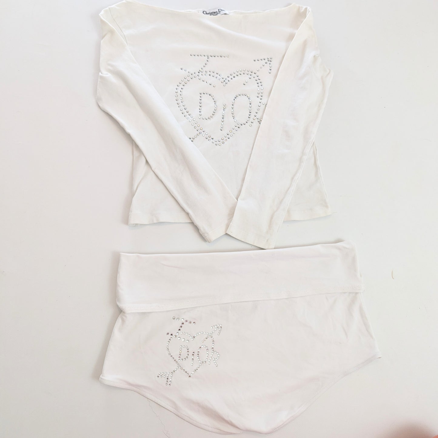 Ensemble top et micro short à strass - Dior par Galliano