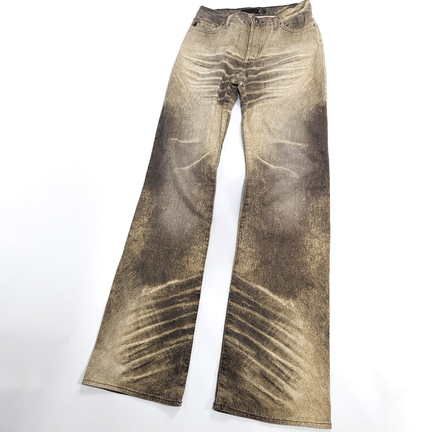 Jeans Roberto Cavalli delavé kaki doré - S
