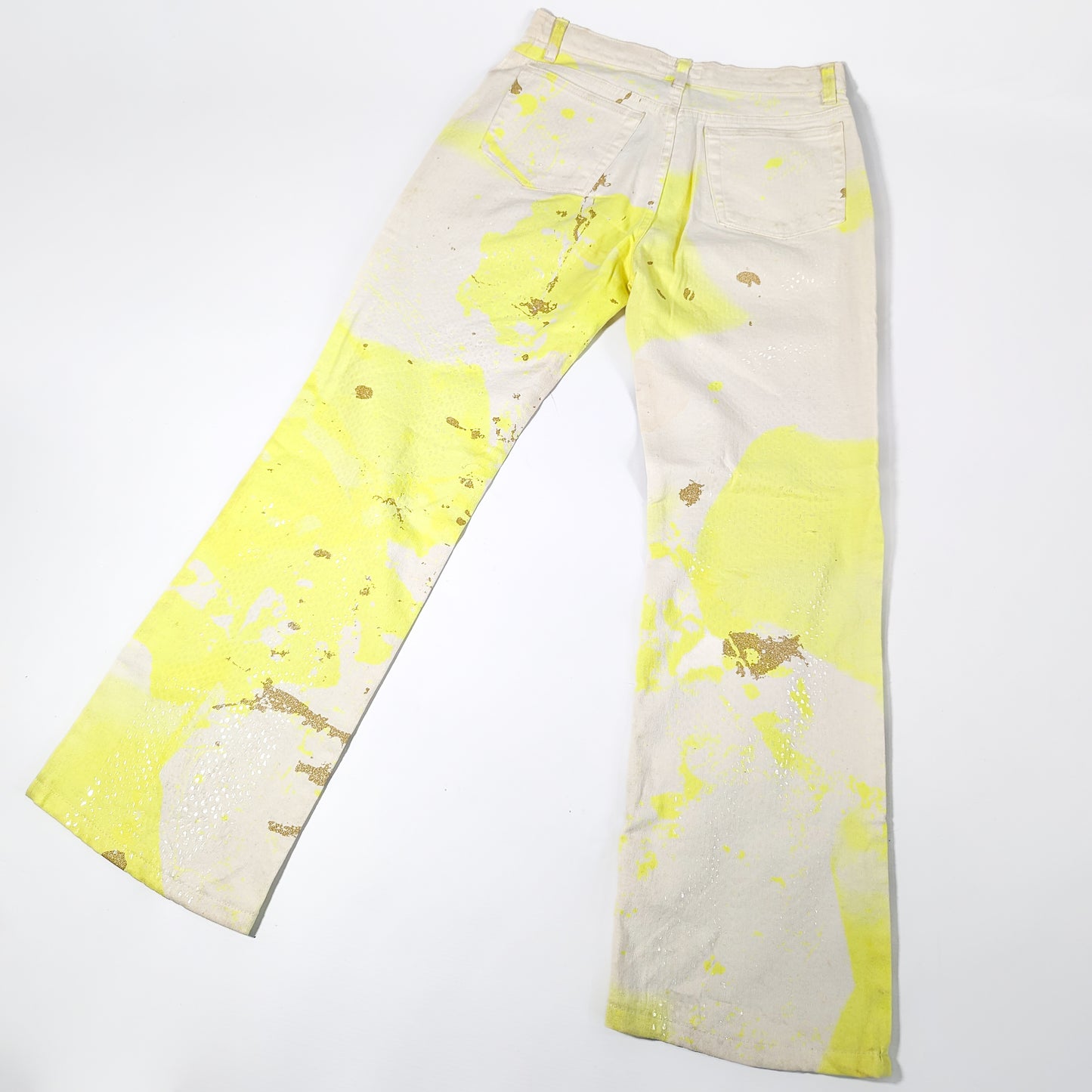 Jeans paillettes jaune Roberto Cavalli - M