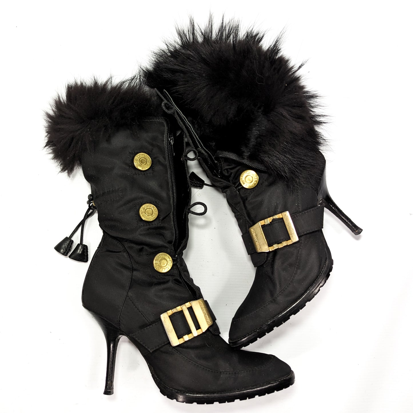 Bottes Dsquared2 noires fourrées de fourrure véritable - EU39|UK6|US8