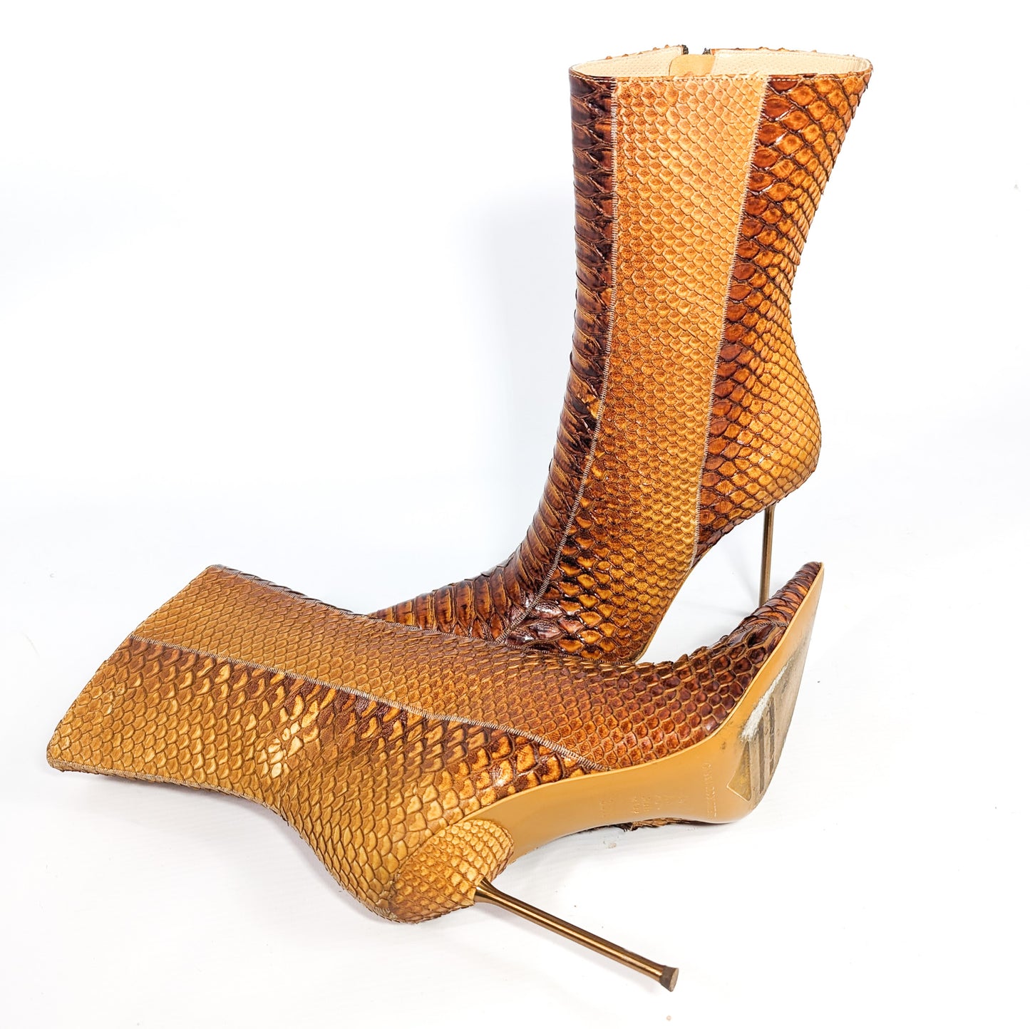 Bottines python Gianmarco Lorenzi orangé - EU38,5|5,5UK|7,5US