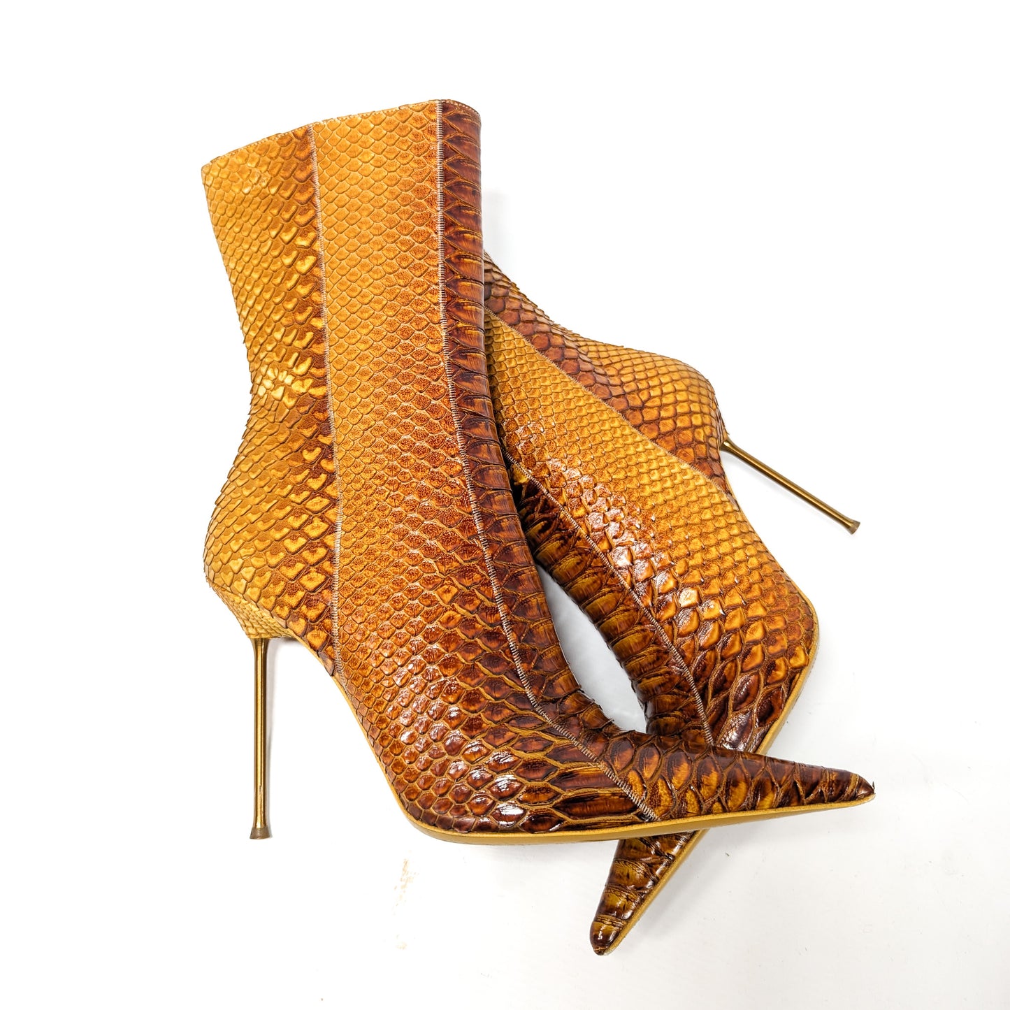 Bottines python Gianmarco Lorenzi orangé - EU38,5|5,5UK|7,5US