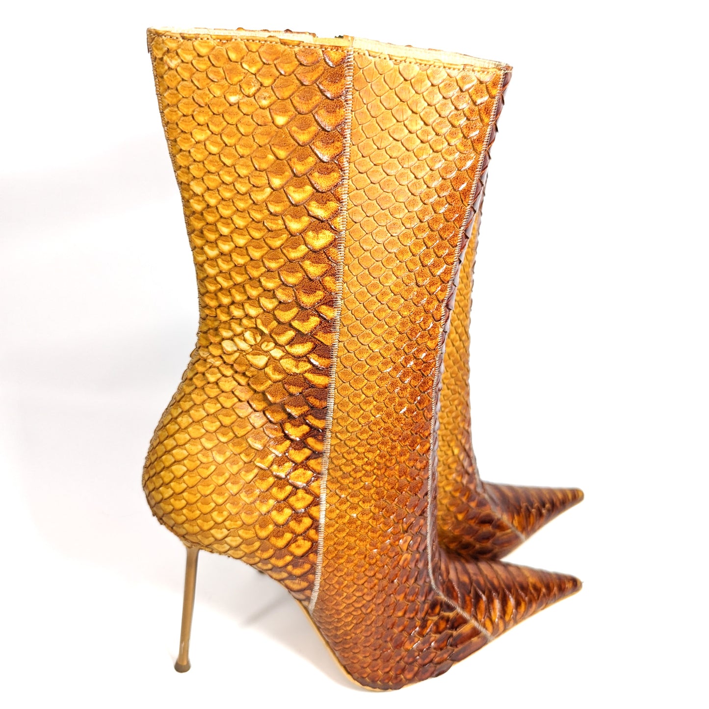 Bottines python Gianmarco Lorenzi orangé - EU38,5|5,5UK|7,5US