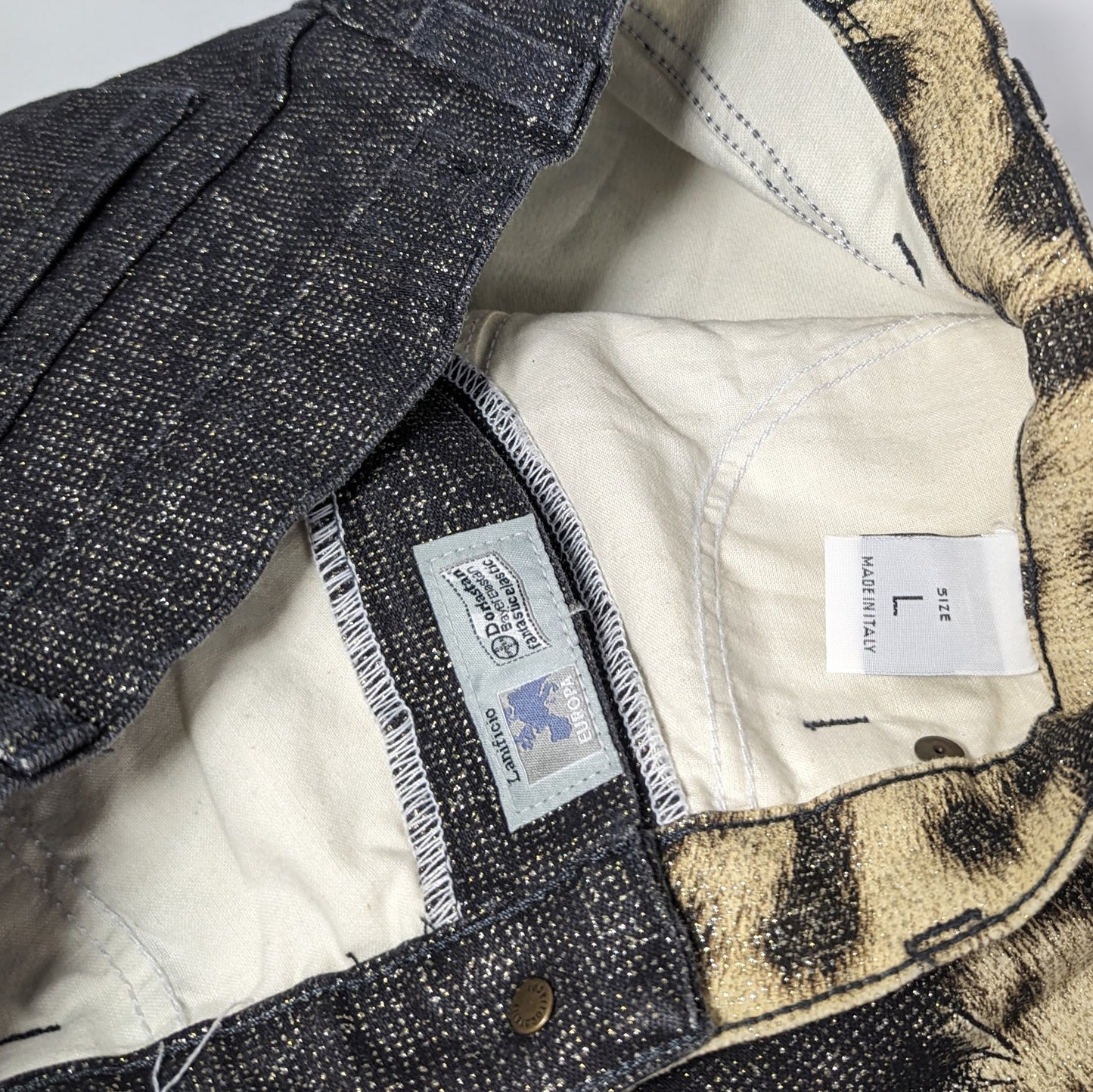 Pantalon scintillant Roberto Cavalli léopard - L