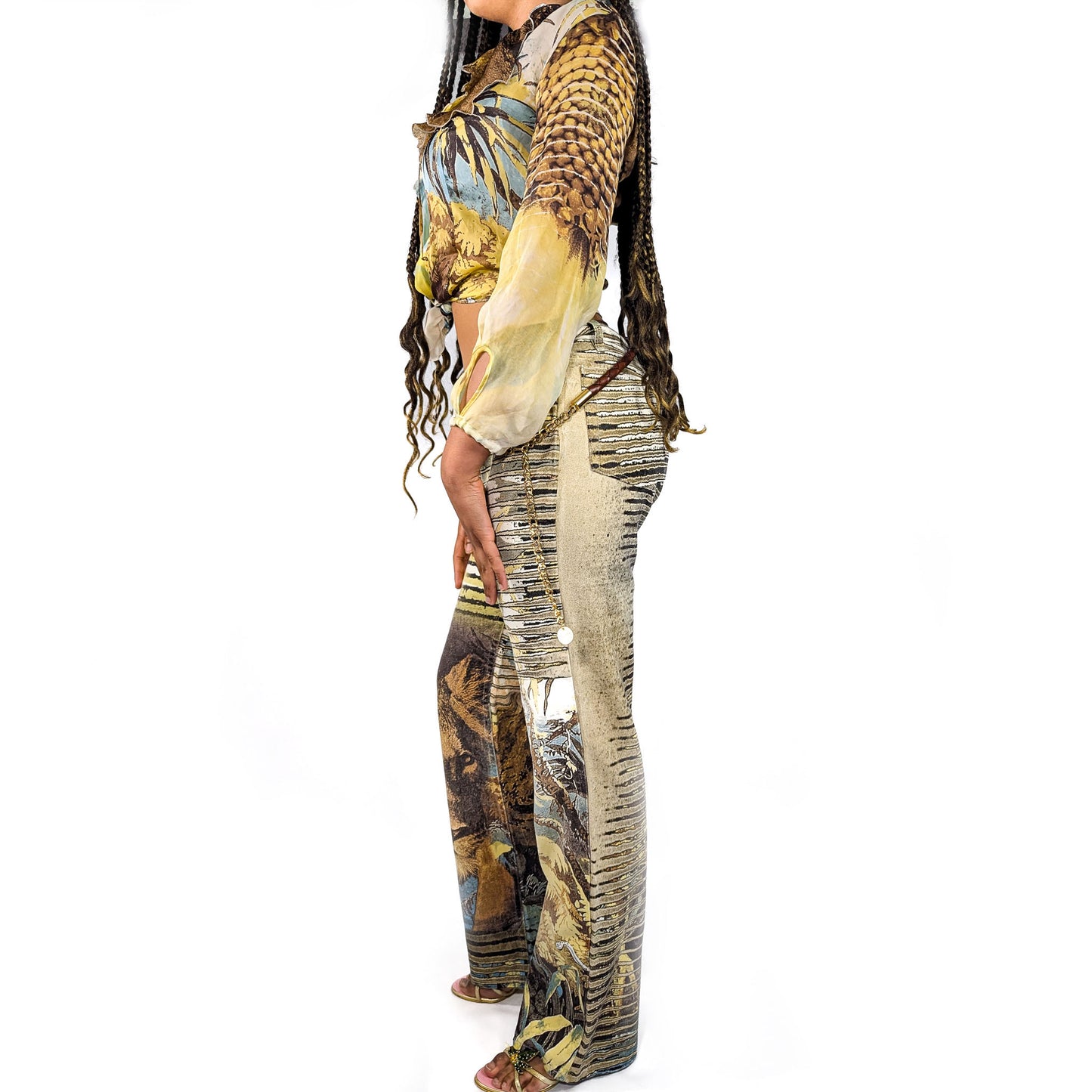 Pantalon Roberto Cavalli imprimé lion - S/S 2002 - M