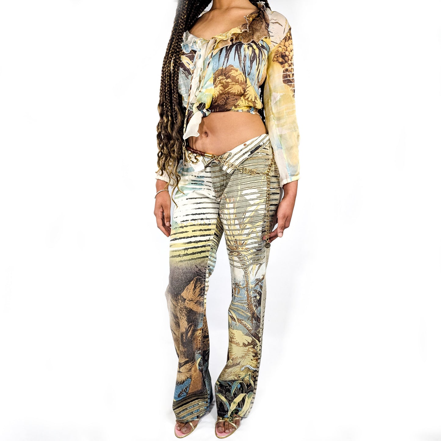 Pantalon Roberto Cavalli imprimé lion - S/S 2002 - M