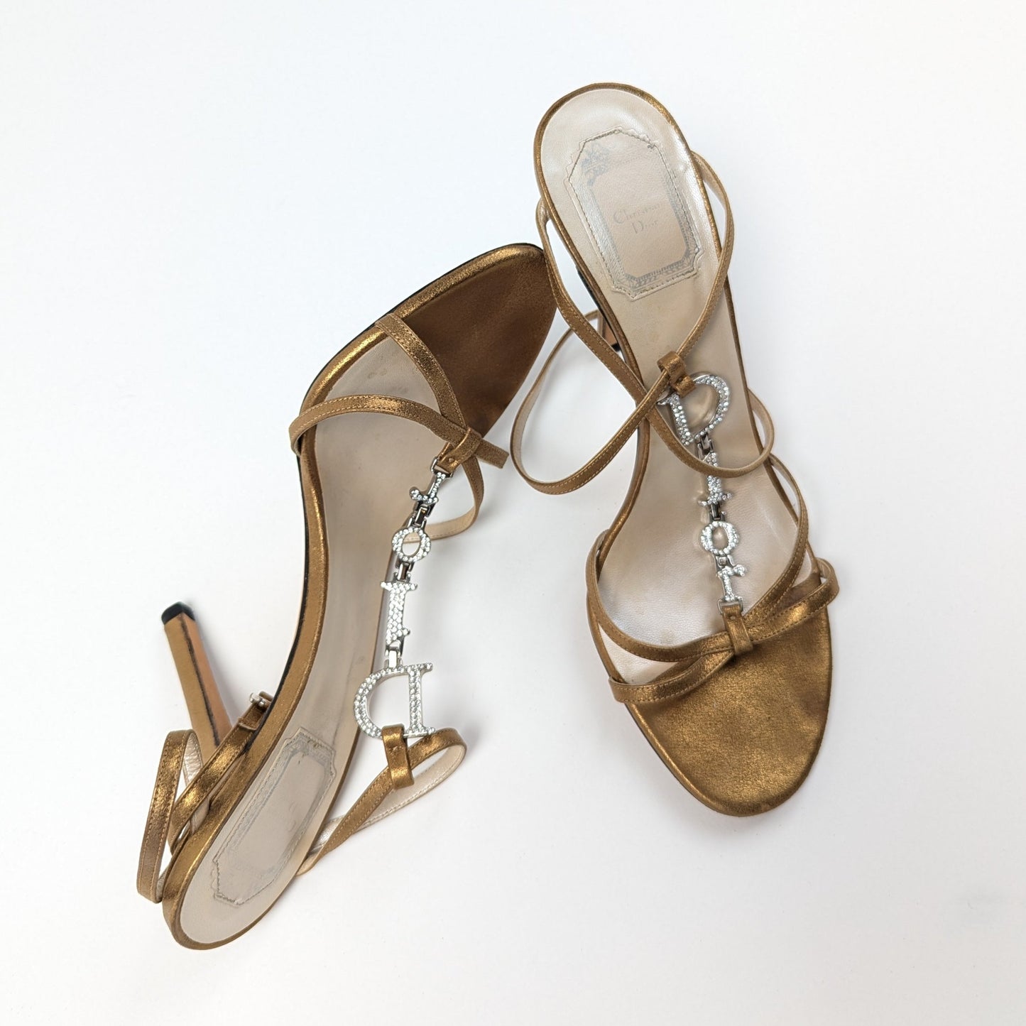 Sandales "logo" strass Dior par Galliano - EU38|5UK|7US