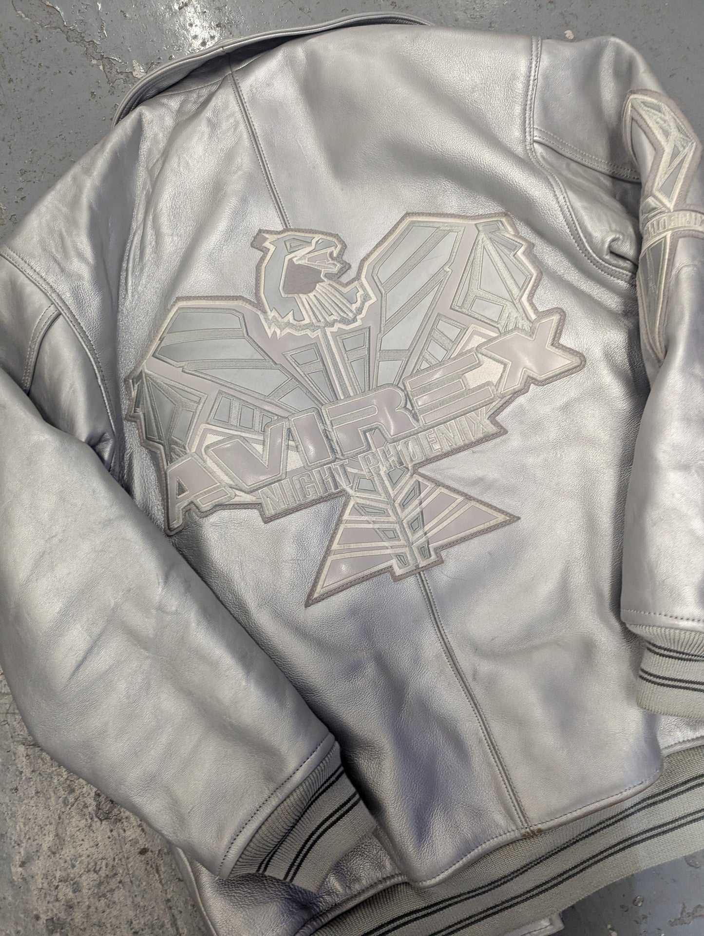 Veste en cuir argent Avirex